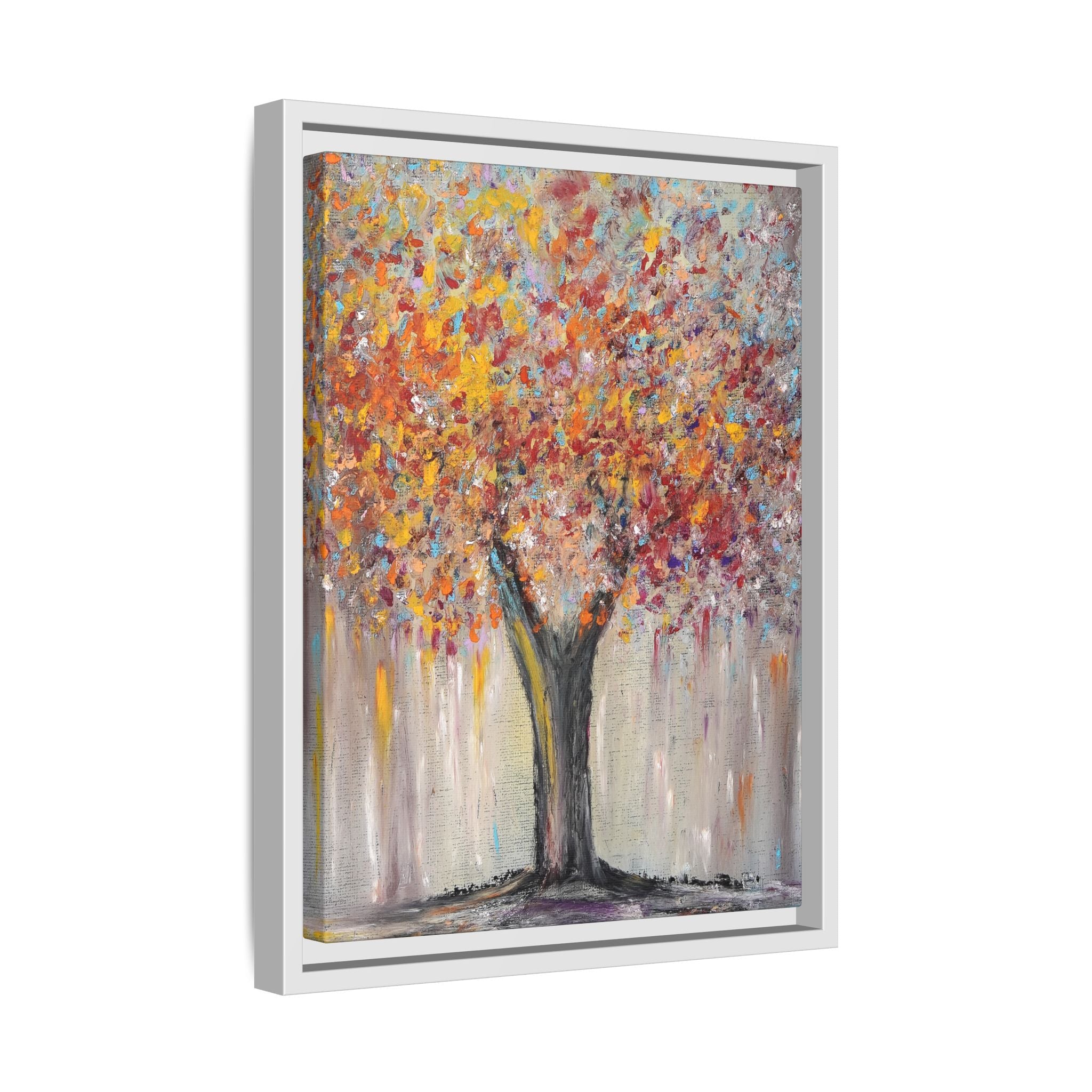 Framed Matte Canvas - Colorful Abstract Tree Wall Art