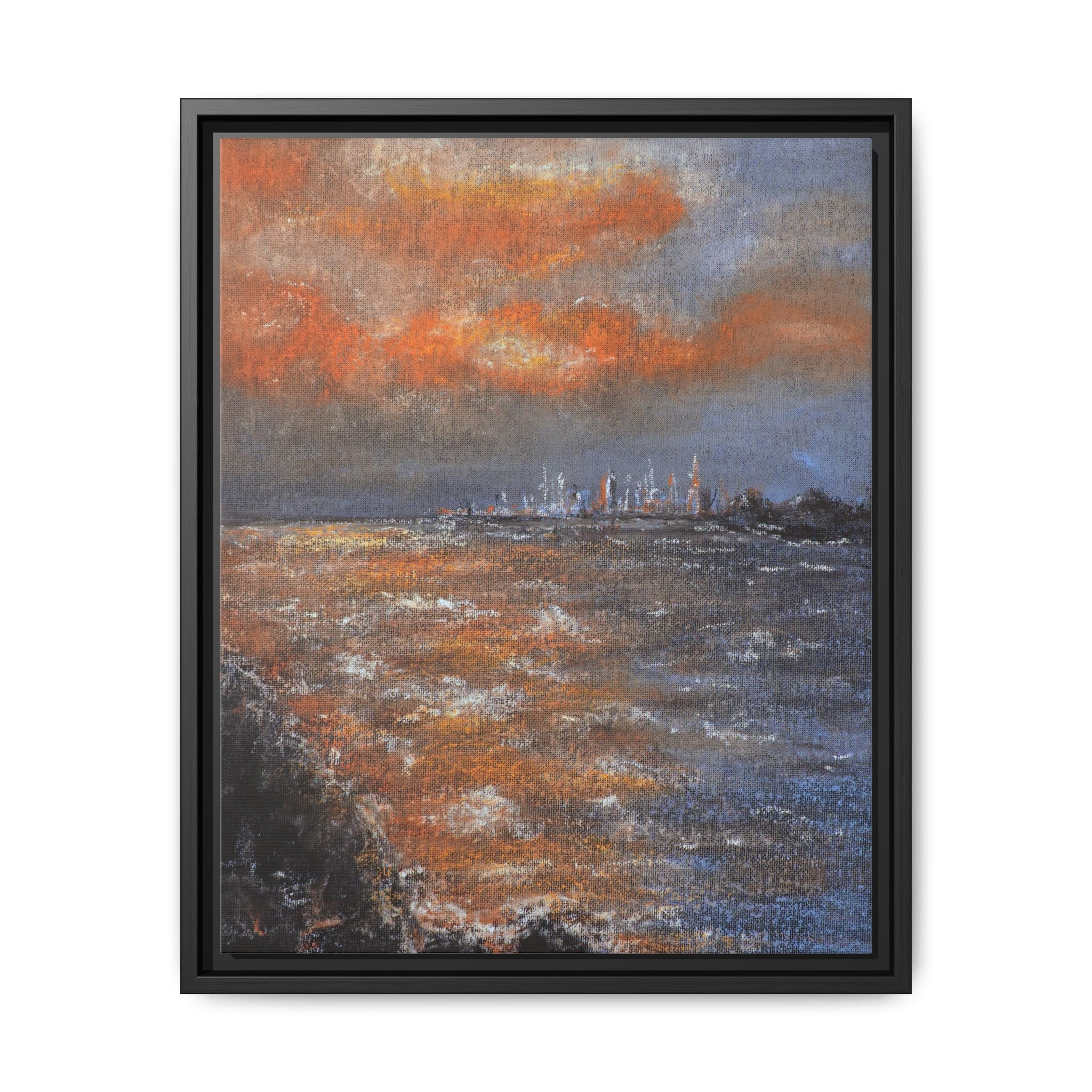 Framed Matte Canvas Print — Coastal Sunset Seascape