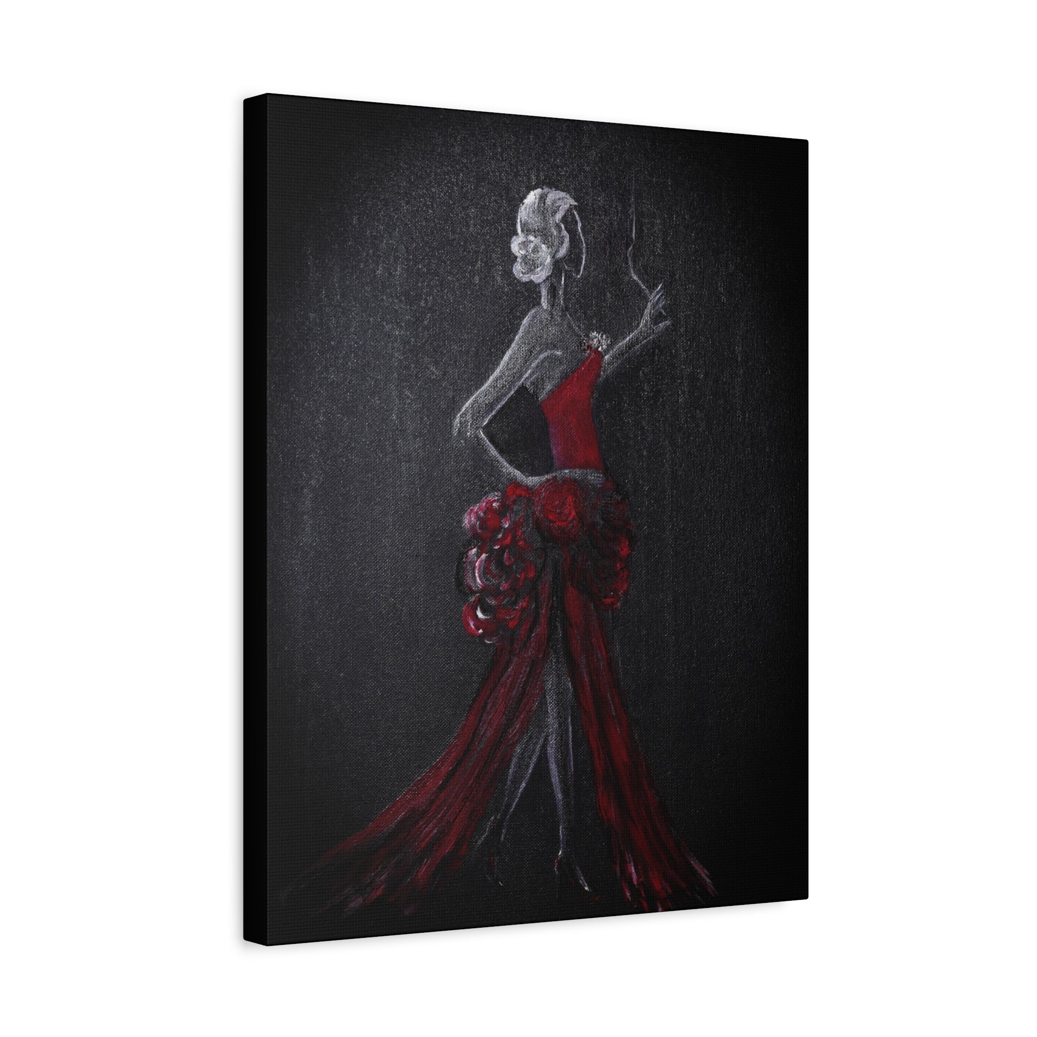 Flamenco Dancer Red Dress Canvas Art — Matte Stretched Wall Painting