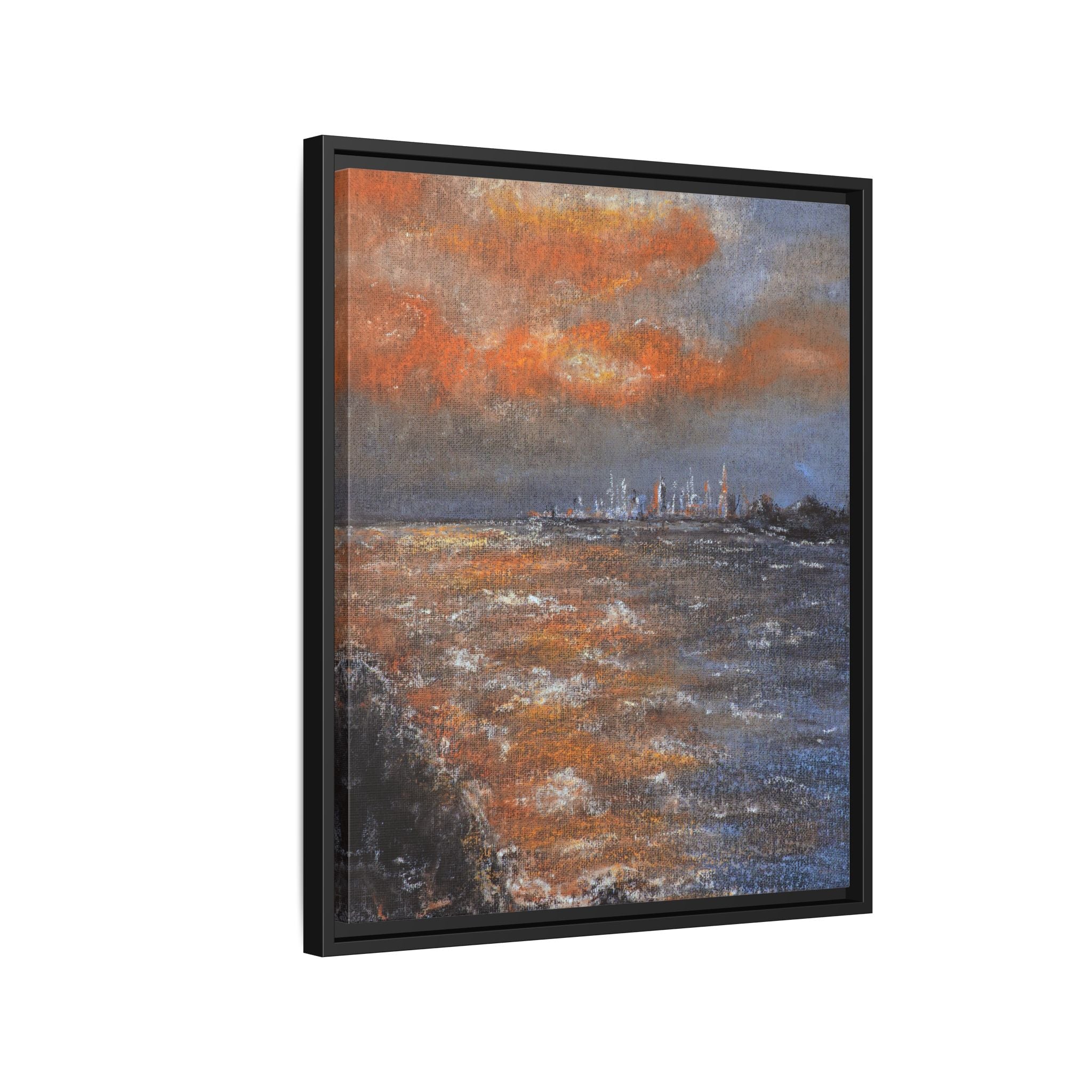 Framed Matte Canvas Print — Coastal Sunset Seascape