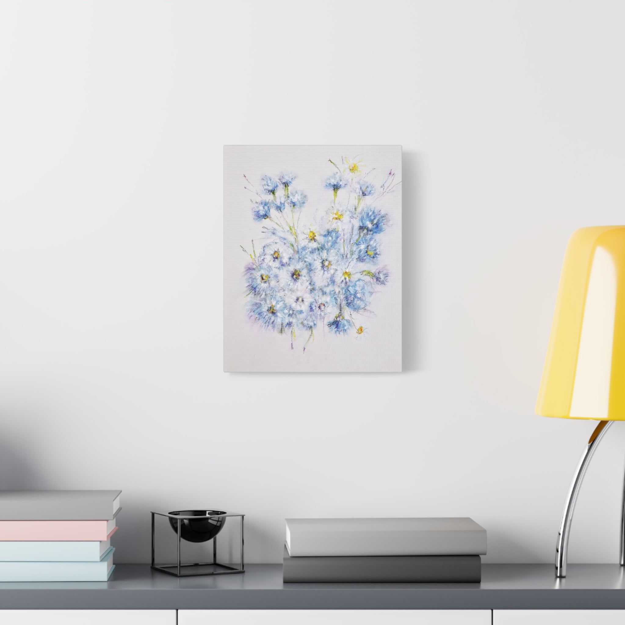 Blue Wildflower Bouquet Matte Canvas Wall Art — Stretched 1.25"