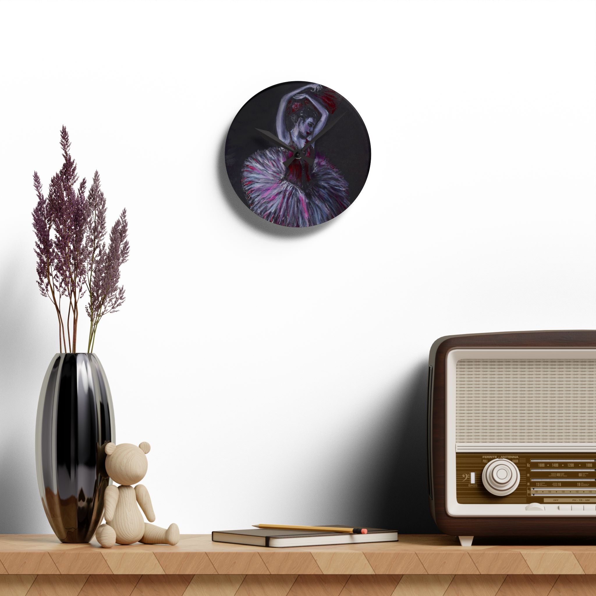 Ballerina Acrylic Wall Clock — Elegant Ballet Dancer Wall Art Timepiece