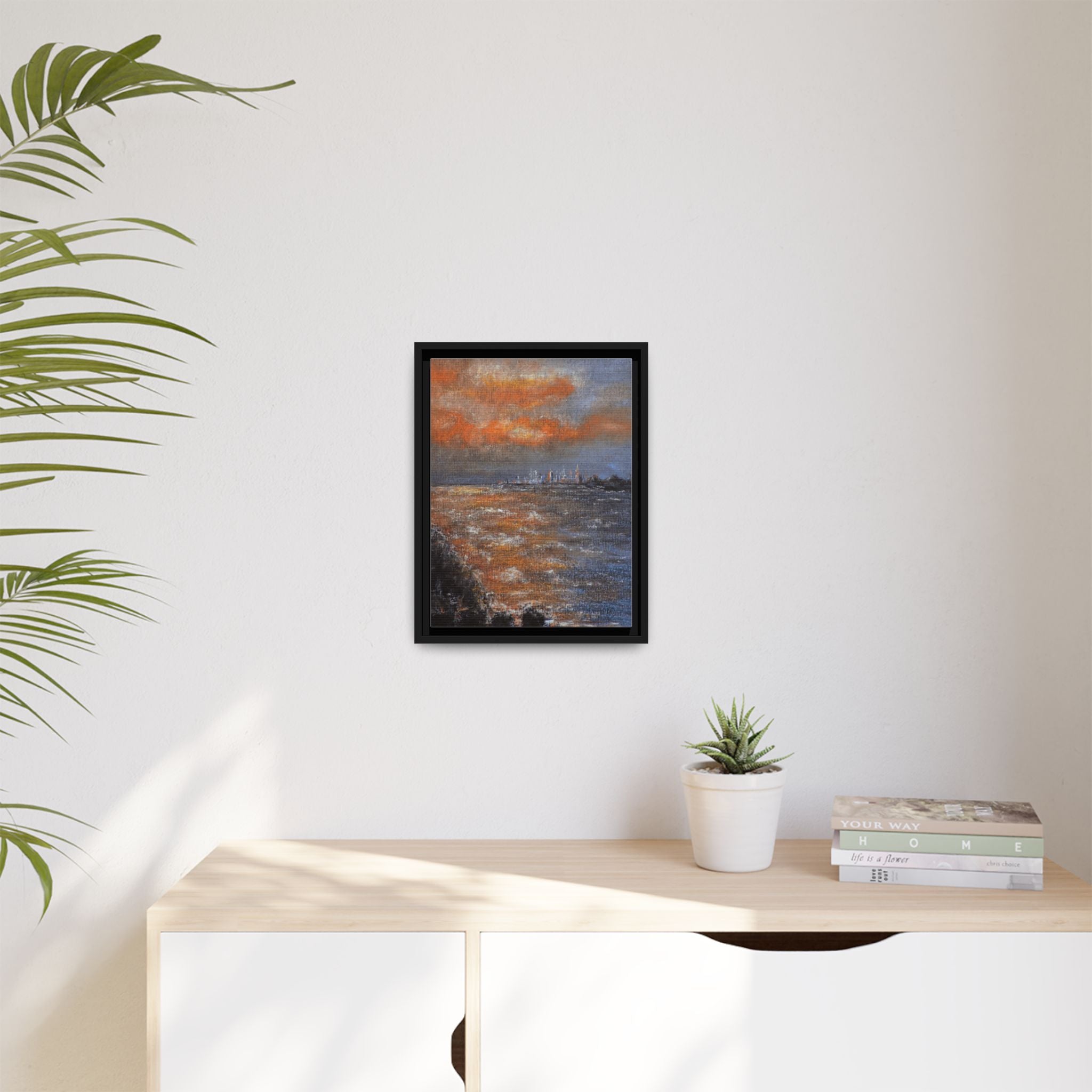 Framed Matte Canvas Print — Coastal Sunset Seascape