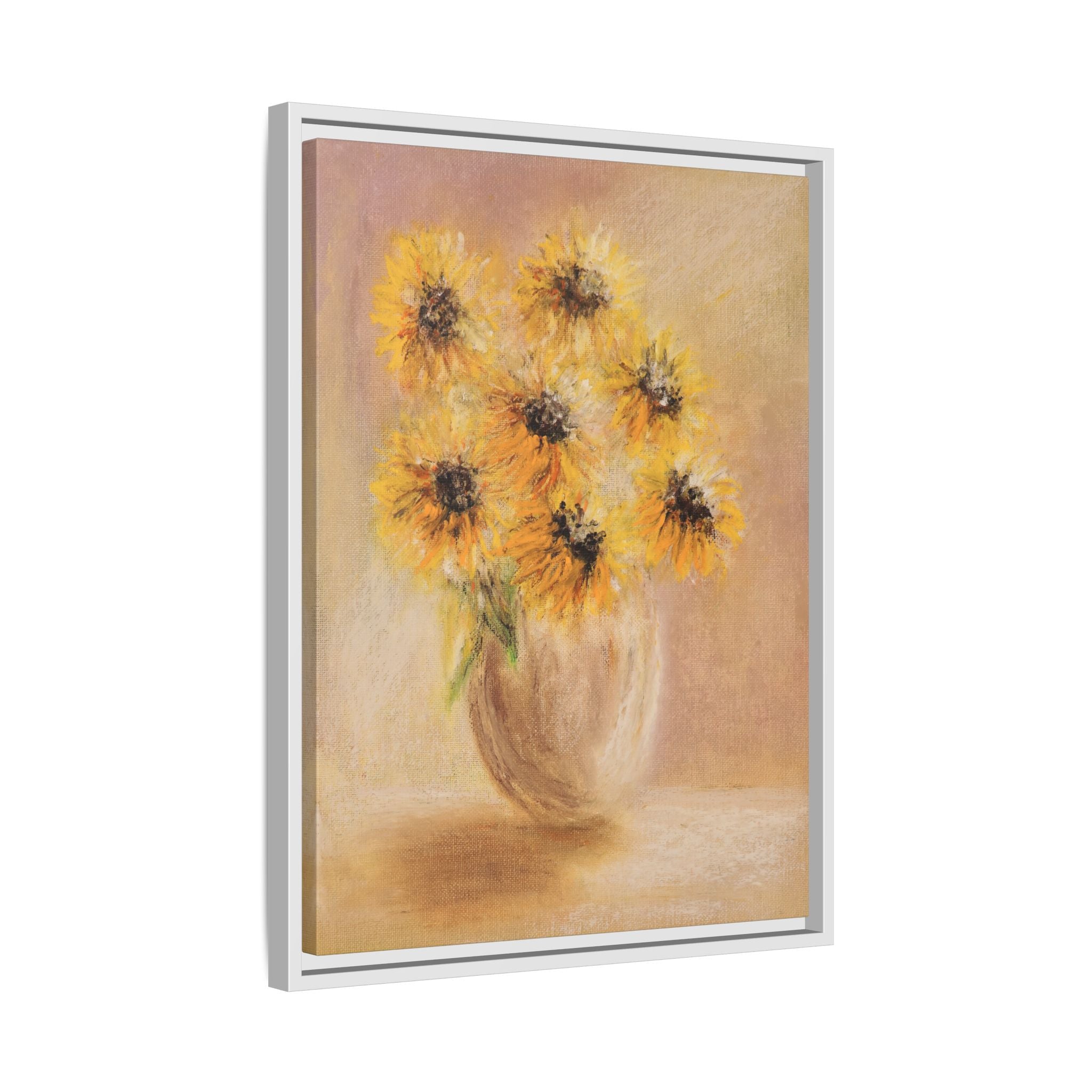 Framed Sunflower Vase — Matte Canvas Wall Art