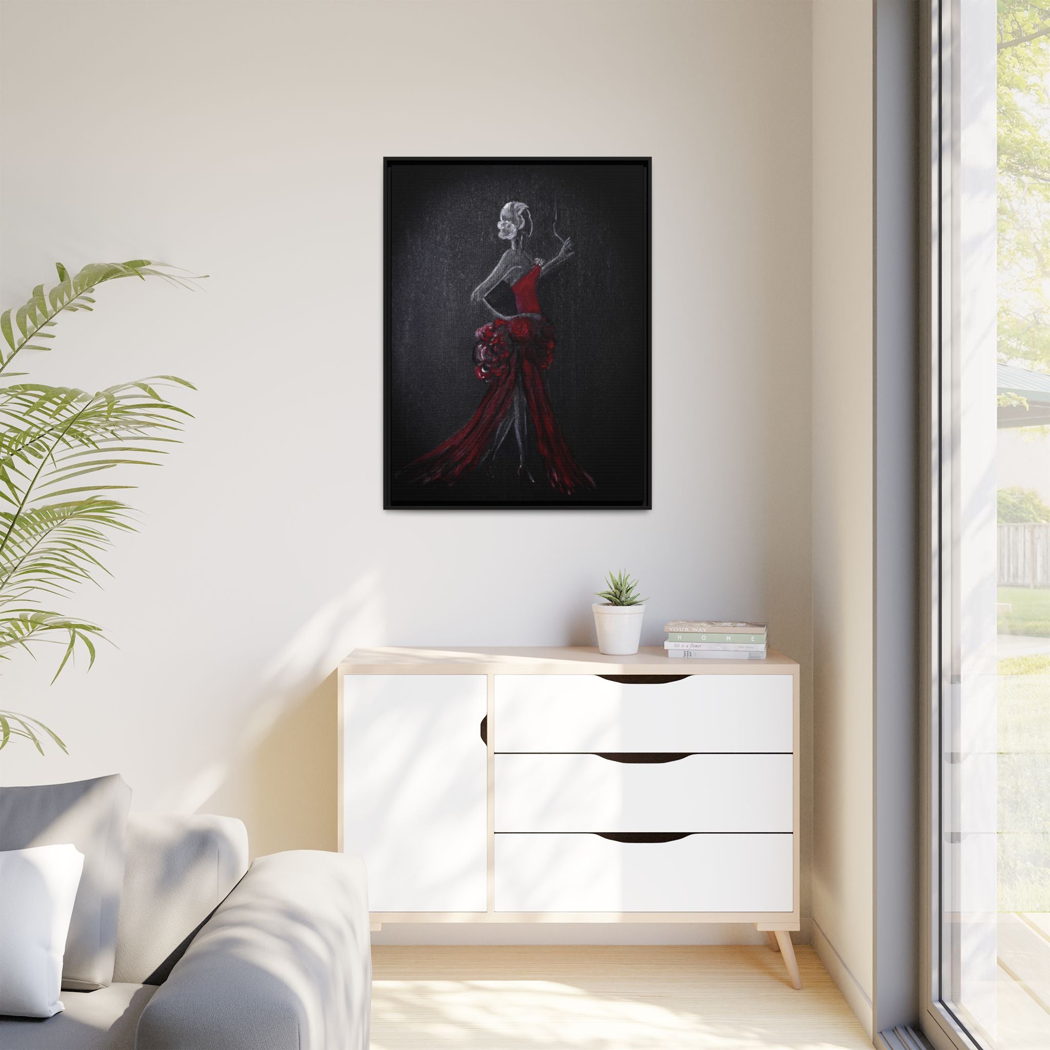 Framed Matte Canvas - Red Flamenco Dancer Art Print