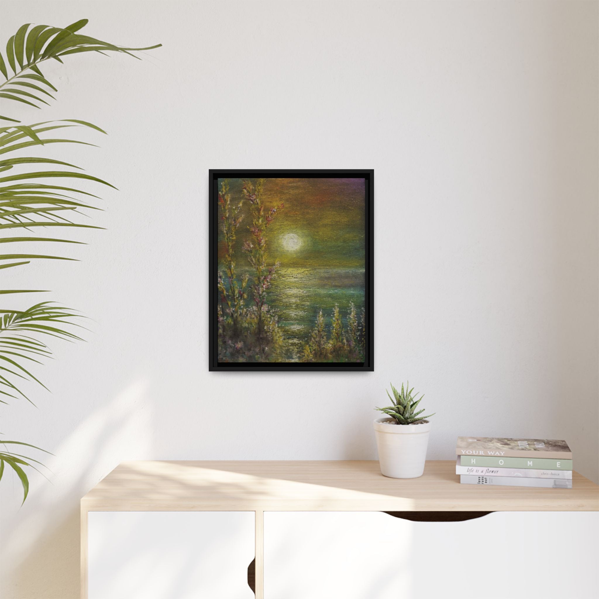 Framed Matte Canvas Print — Tranquil Moonlit Seascape