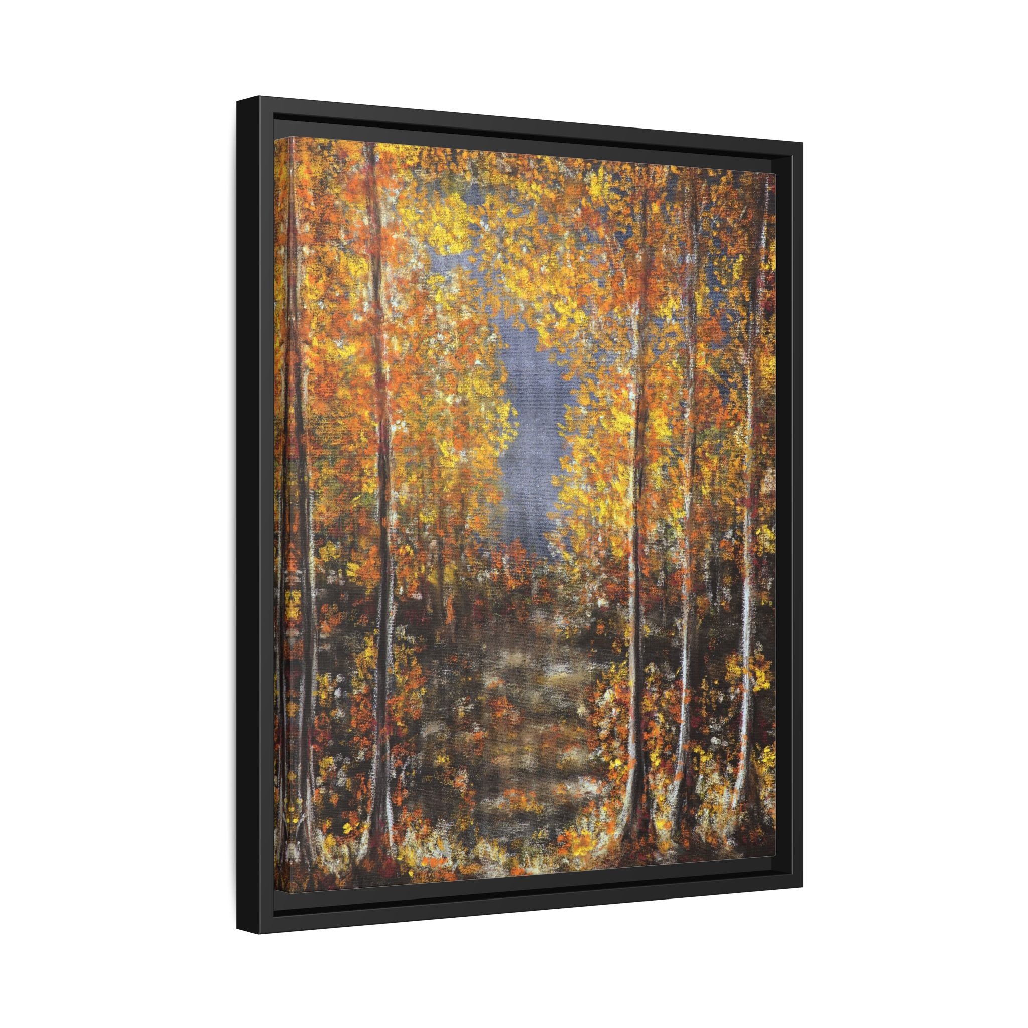Framed Canvas Art - Autumn Forest Trees Landscape