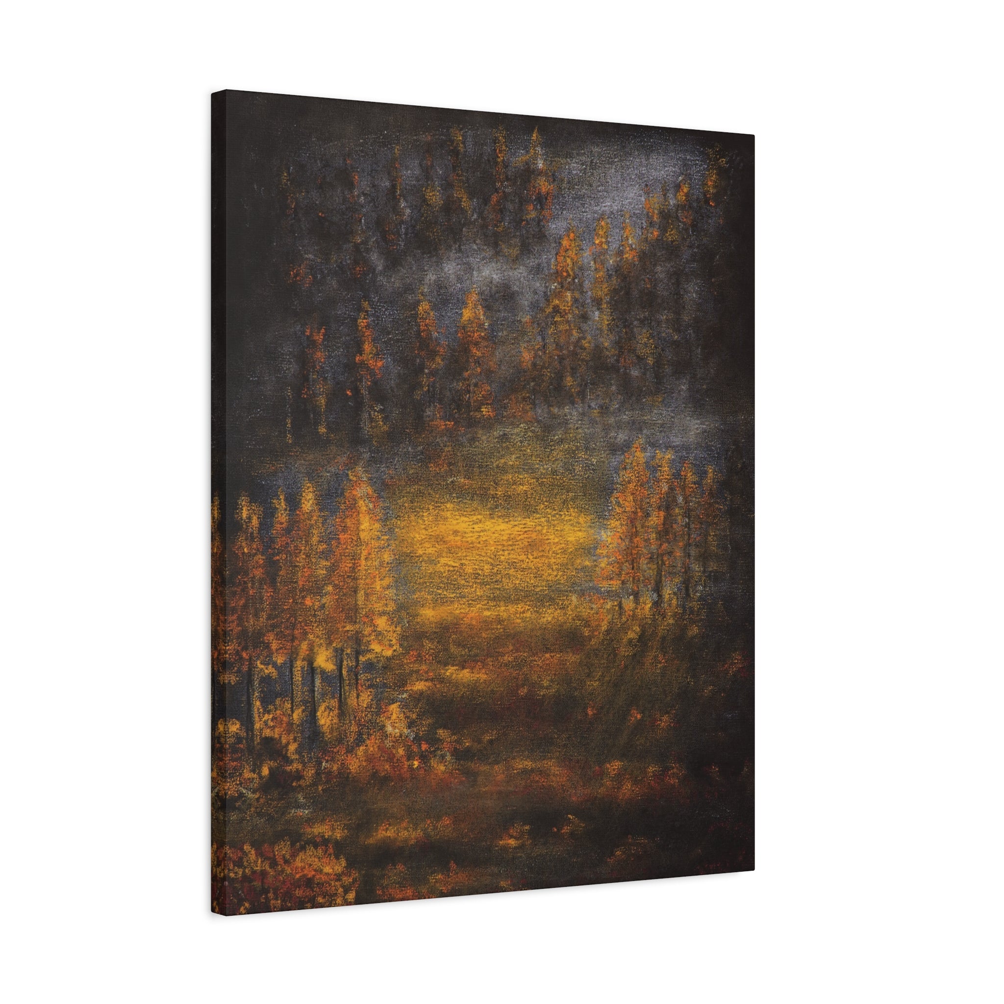 Autumn Mist Canvas Wall Art — Golden Forest Landscape, Matte Stretched Print