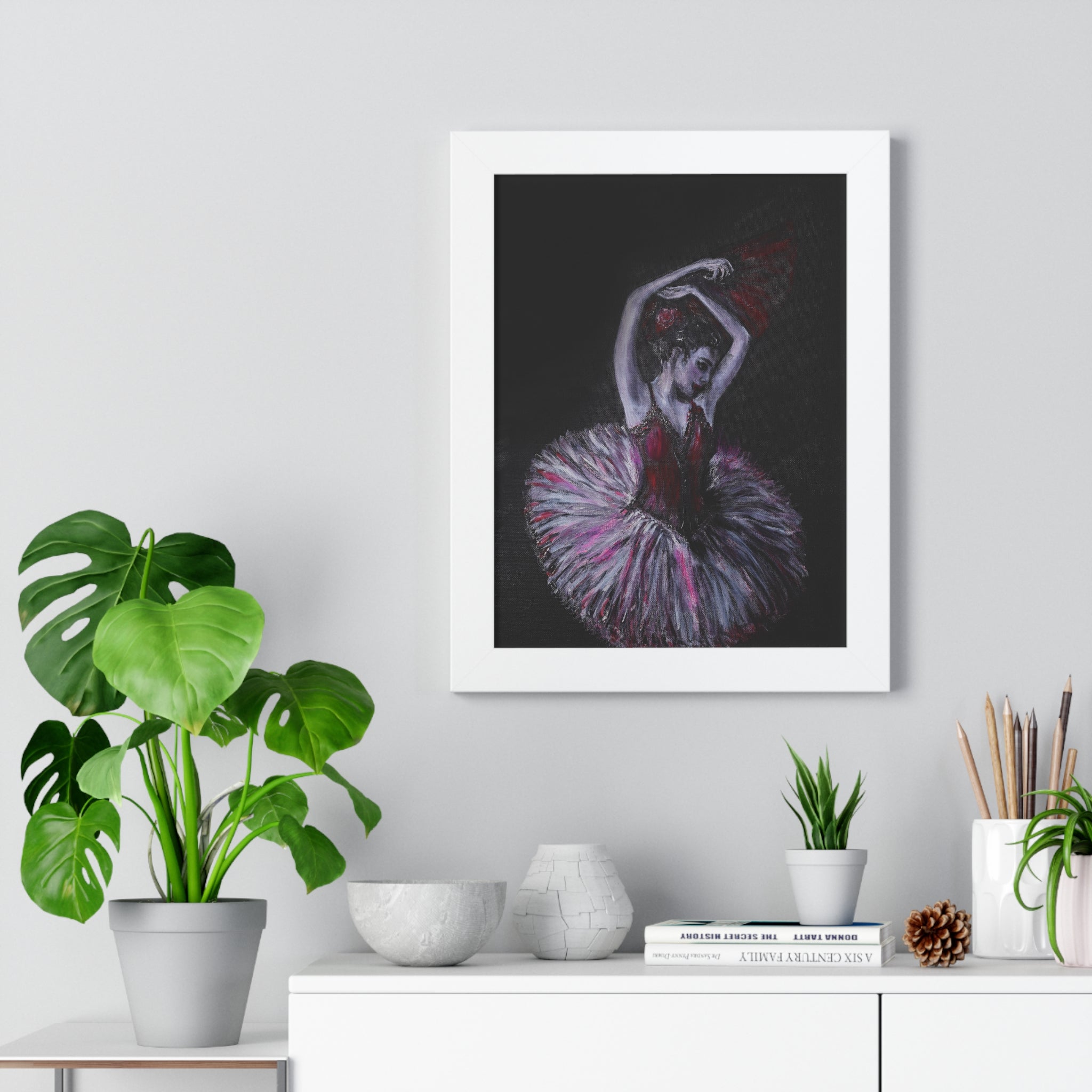 Ballet Dancer Framed Poster — Elegant Red & Pink Tutus Wall Art