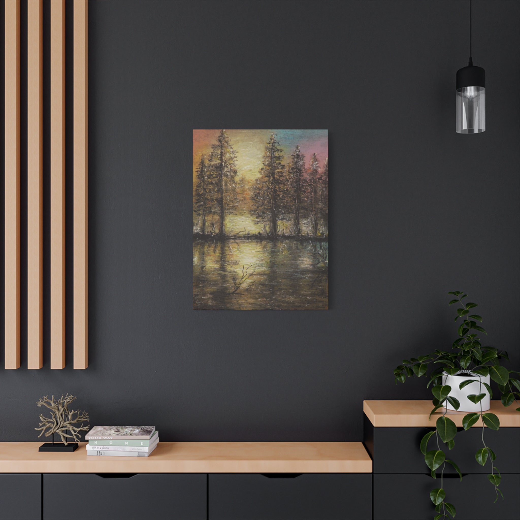 Sunset Forest Reflection Canvas Print