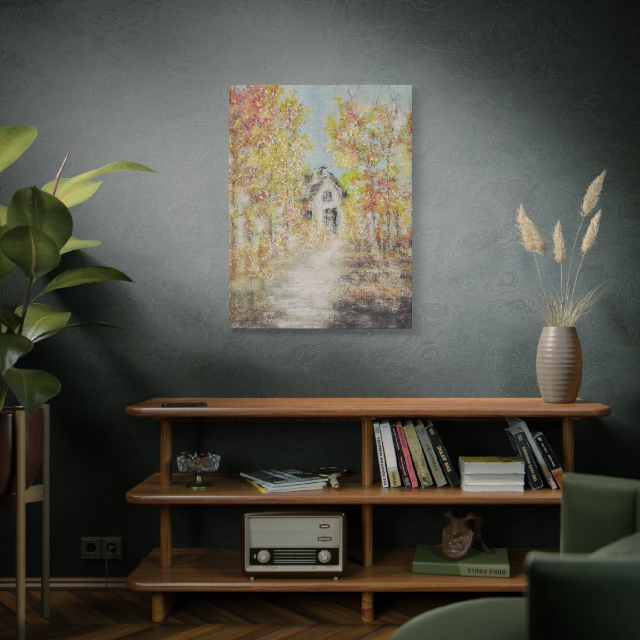 Autumn Cottage Canvas Print — Stretched Matte Wall Art