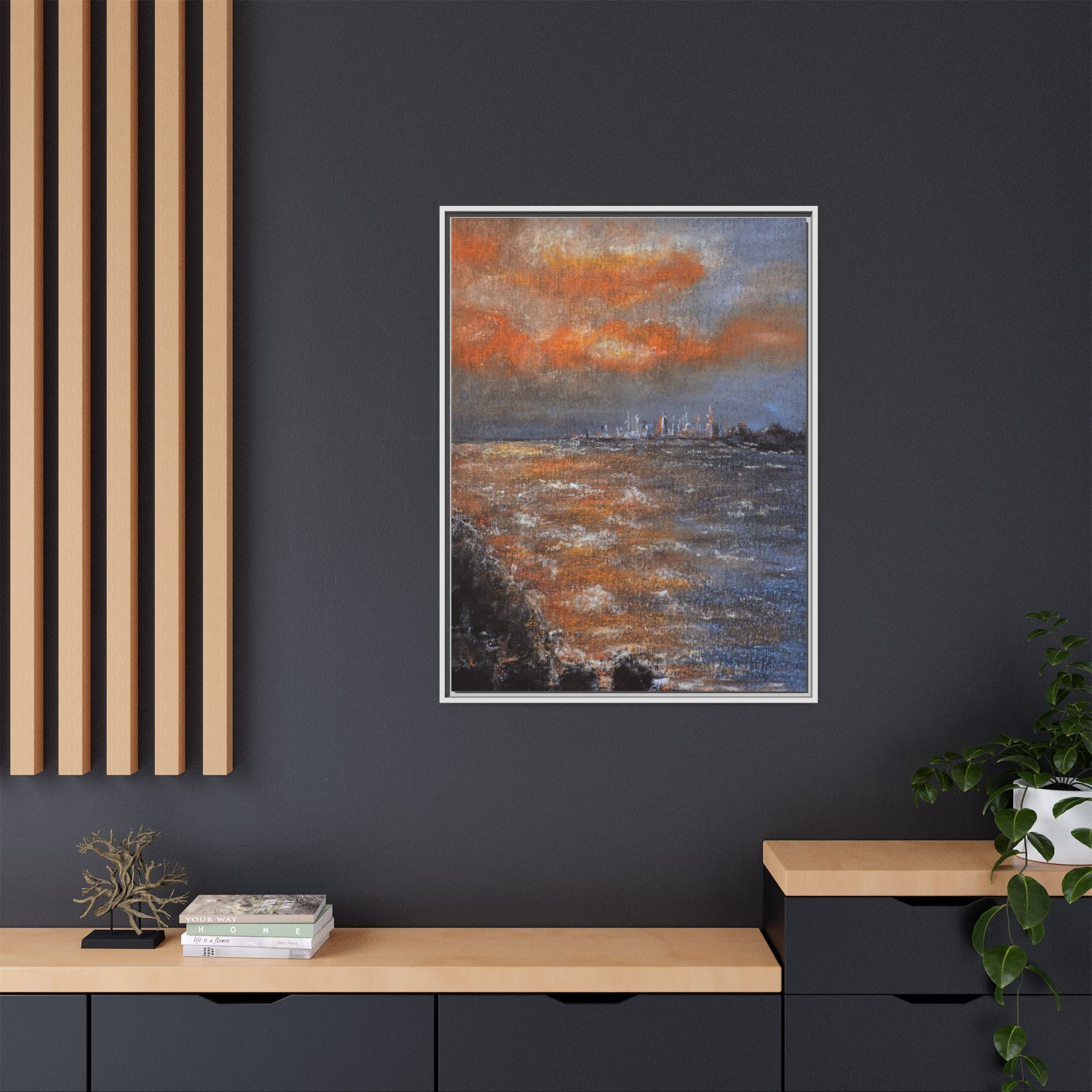 Framed Matte Canvas Print — Coastal Sunset Seascape
