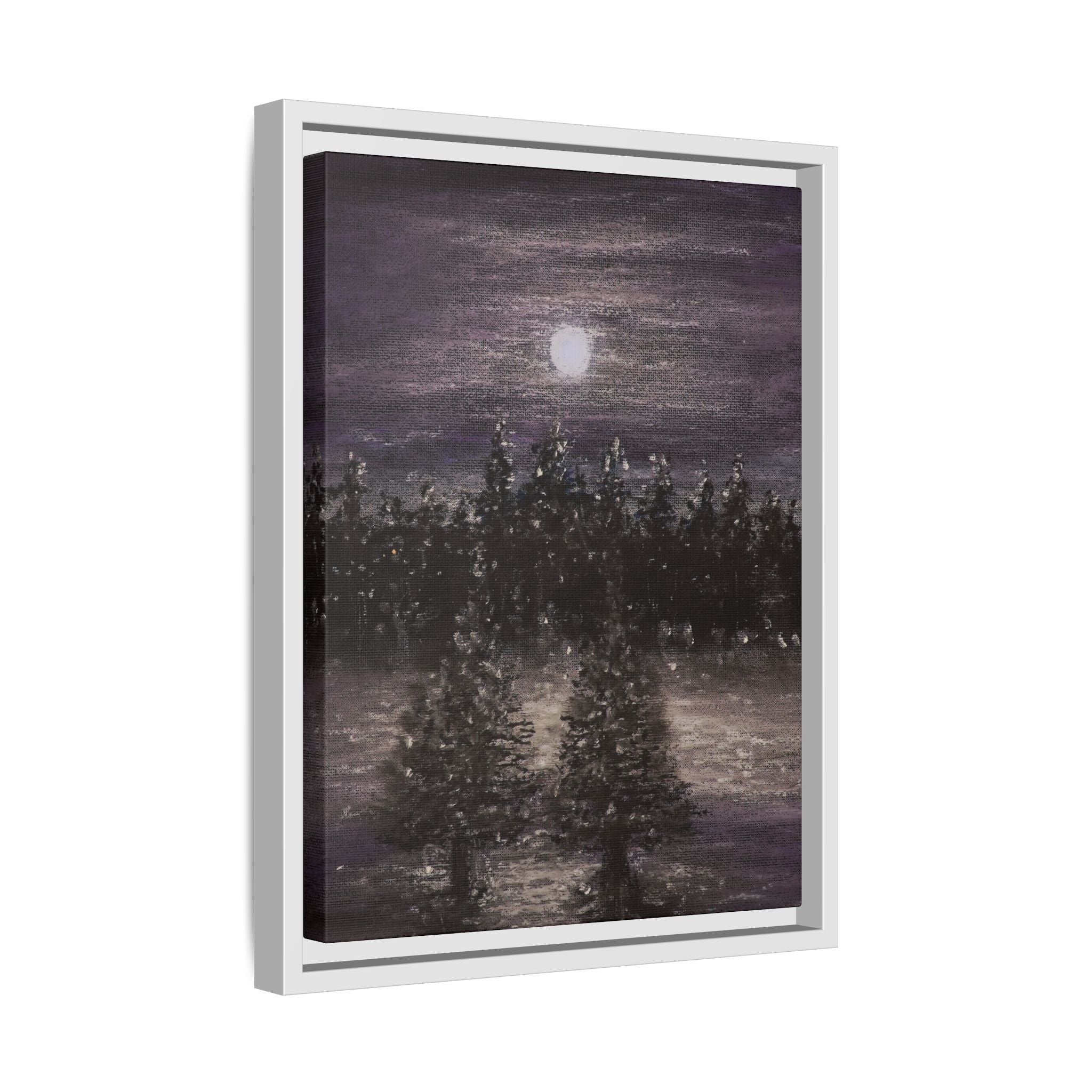 Moonlit Forest Matte Canvas Print — Framed Wall Art