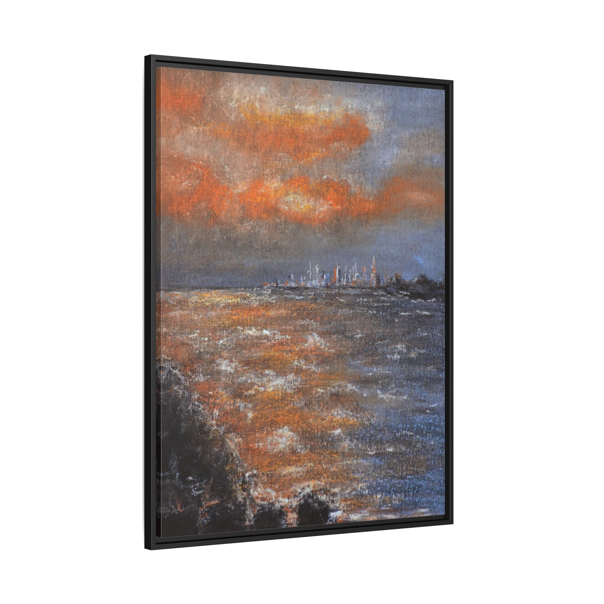 Framed Matte Canvas Print — Coastal Sunset Seascape