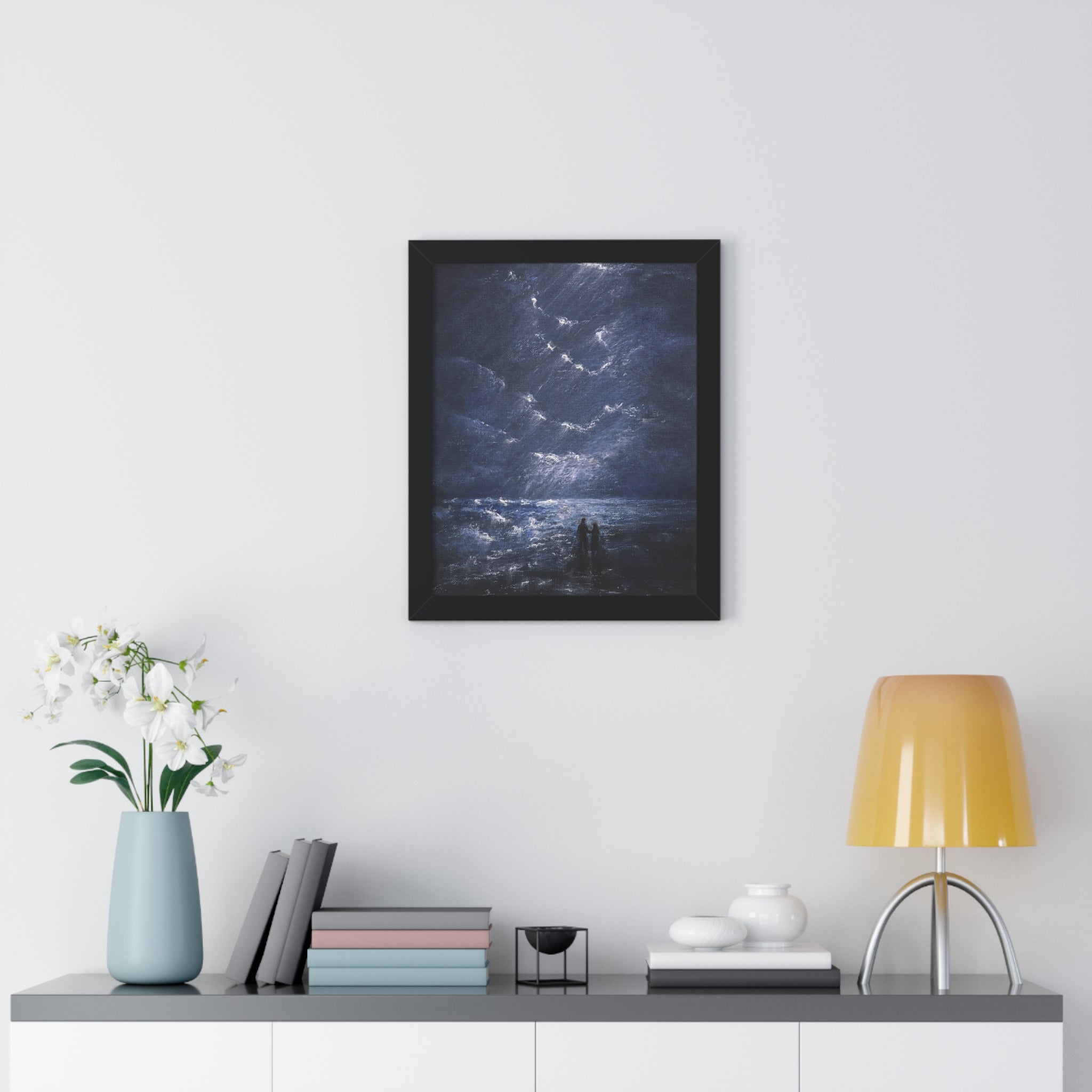 Framed Poster -Couple on Shore at Night