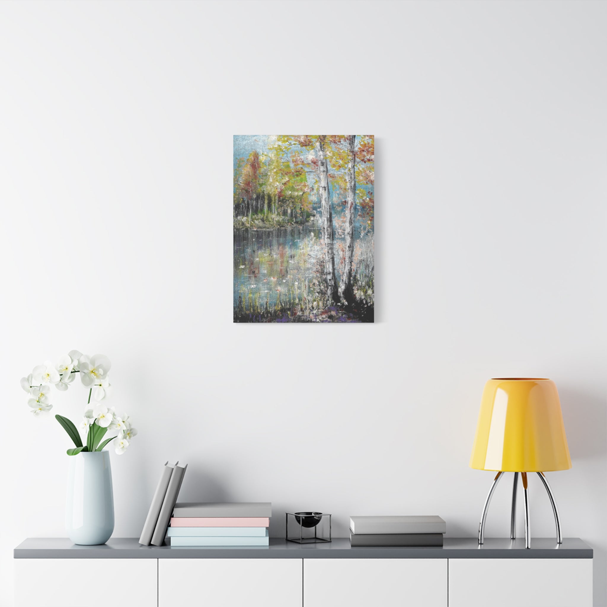 Trees by the Lake – Matte Stretched Canvas Wall Art
