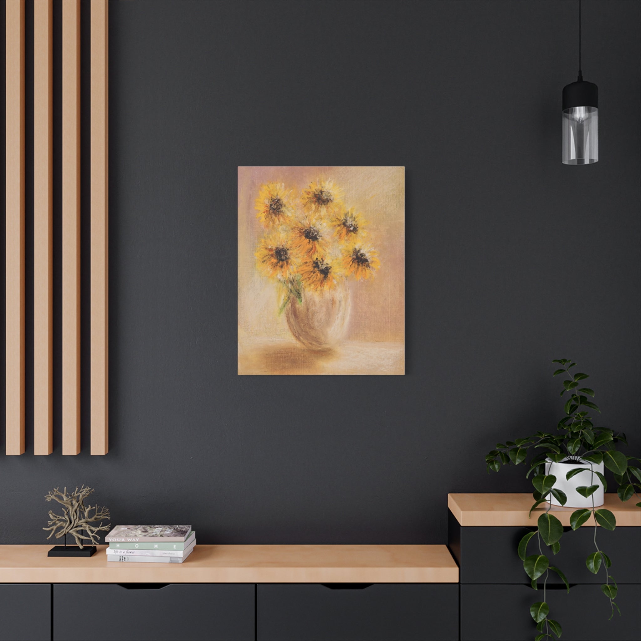 Sunflower Vase Canvas — Matte Stretched Wall Art