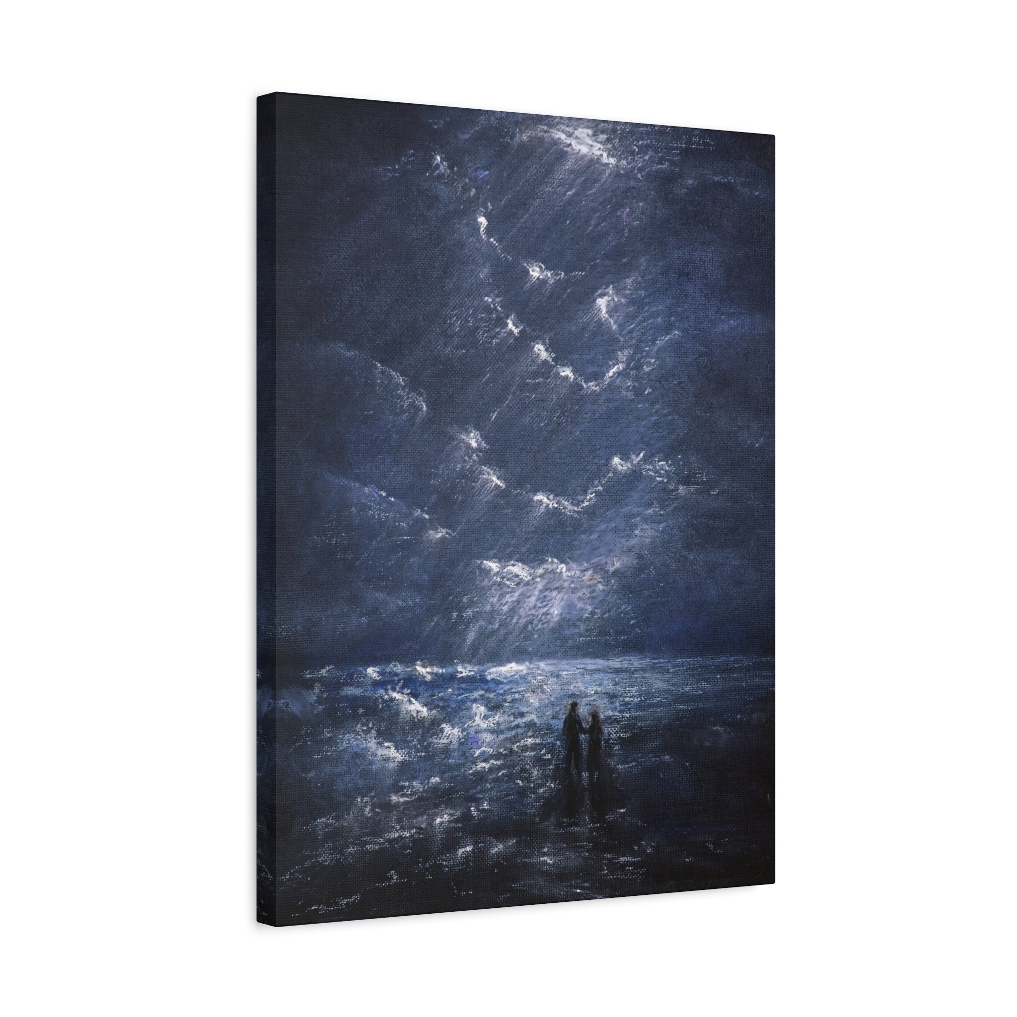 Couple on Shore at Night, Matte Stretched Wall Decor