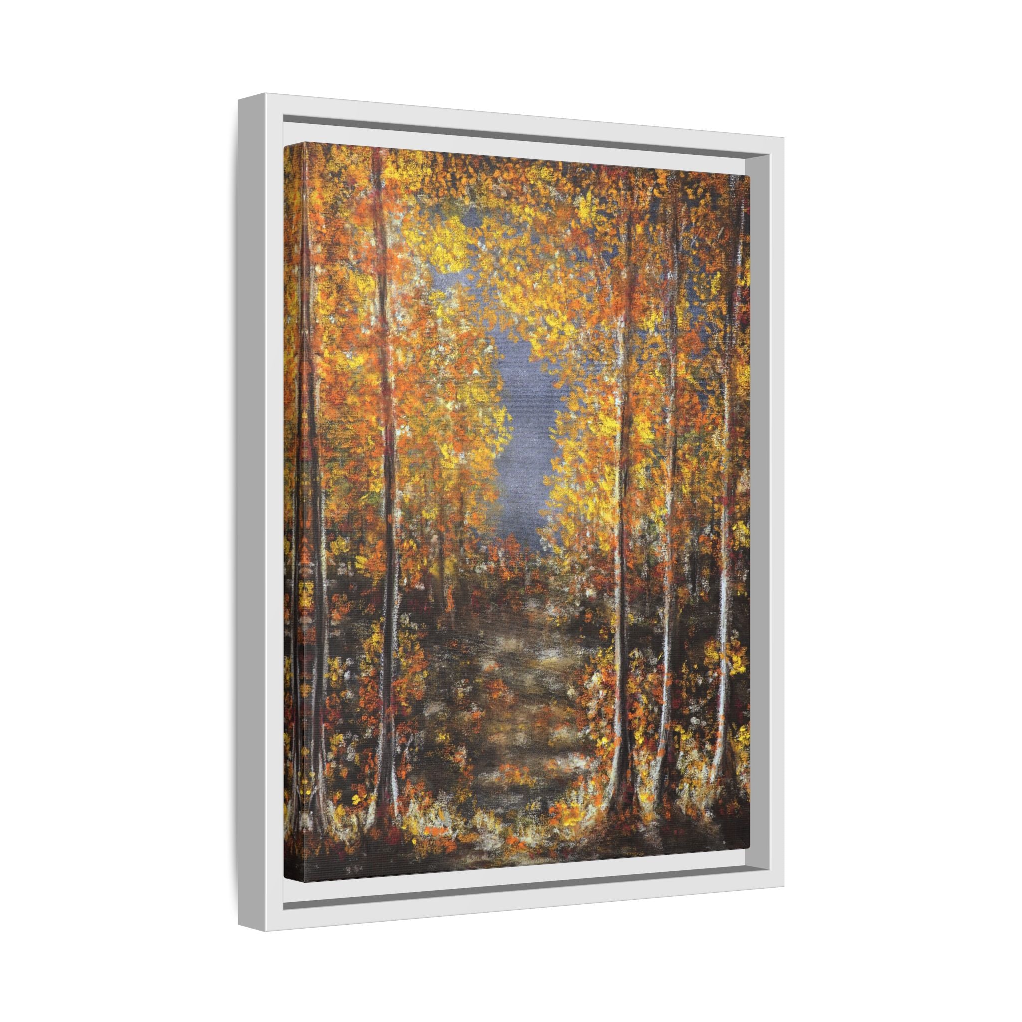Framed Canvas Art - Autumn Forest Trees Landscape