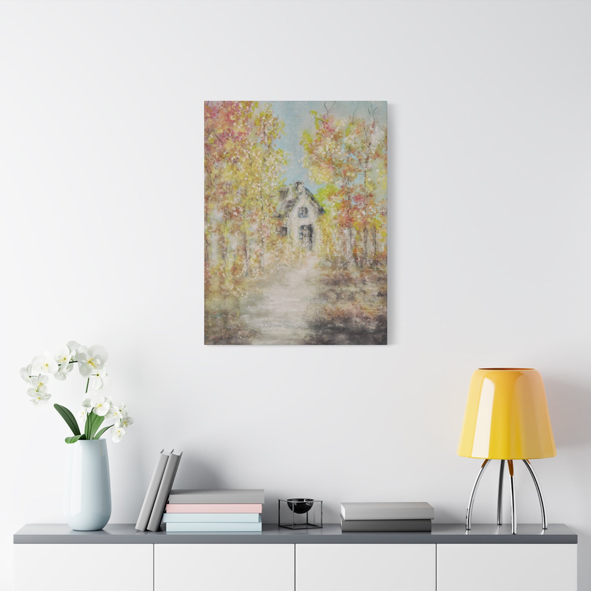 Autumn Cottage Canvas Print — Stretched Matte Wall Art