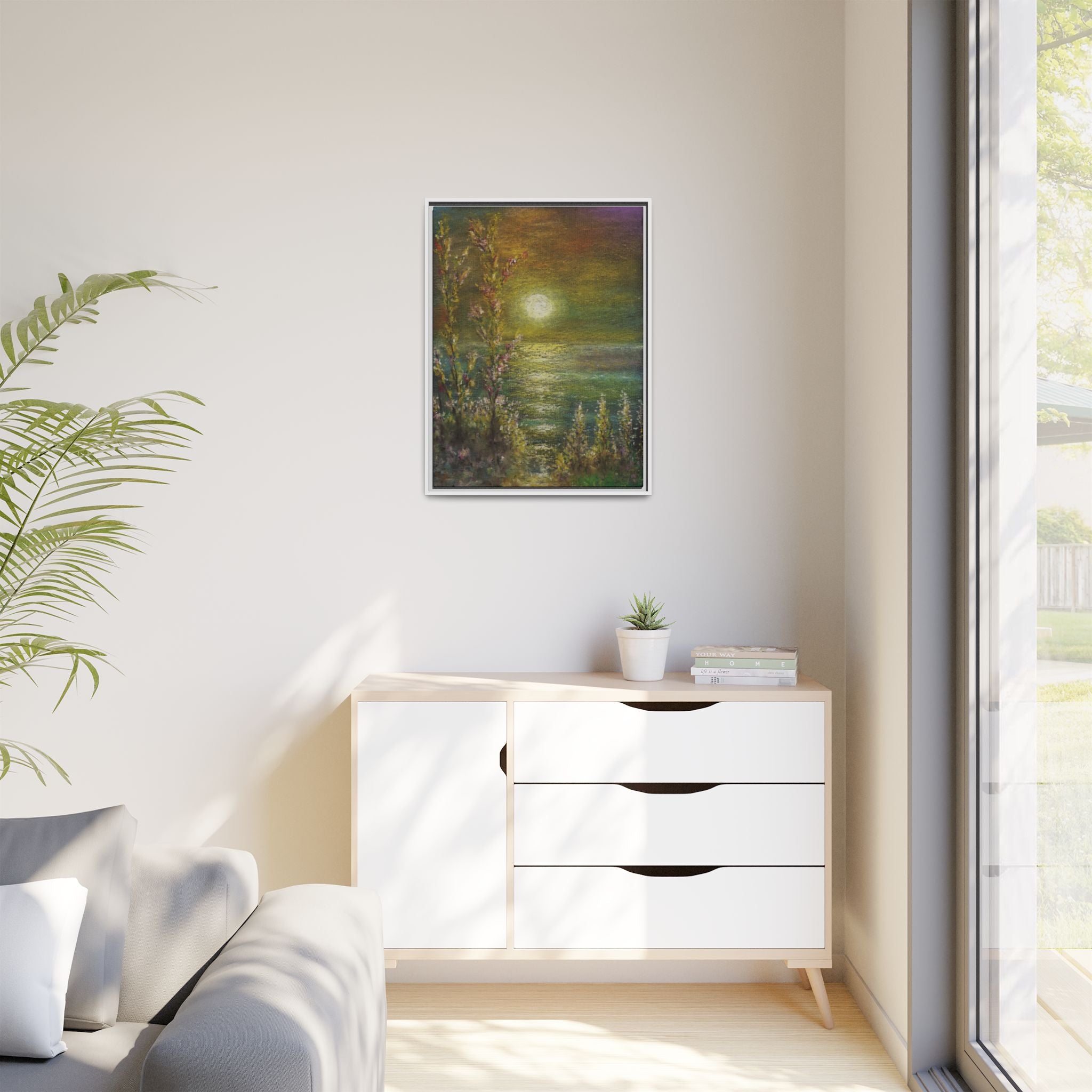 Framed Matte Canvas Print — Tranquil Moonlit Seascape