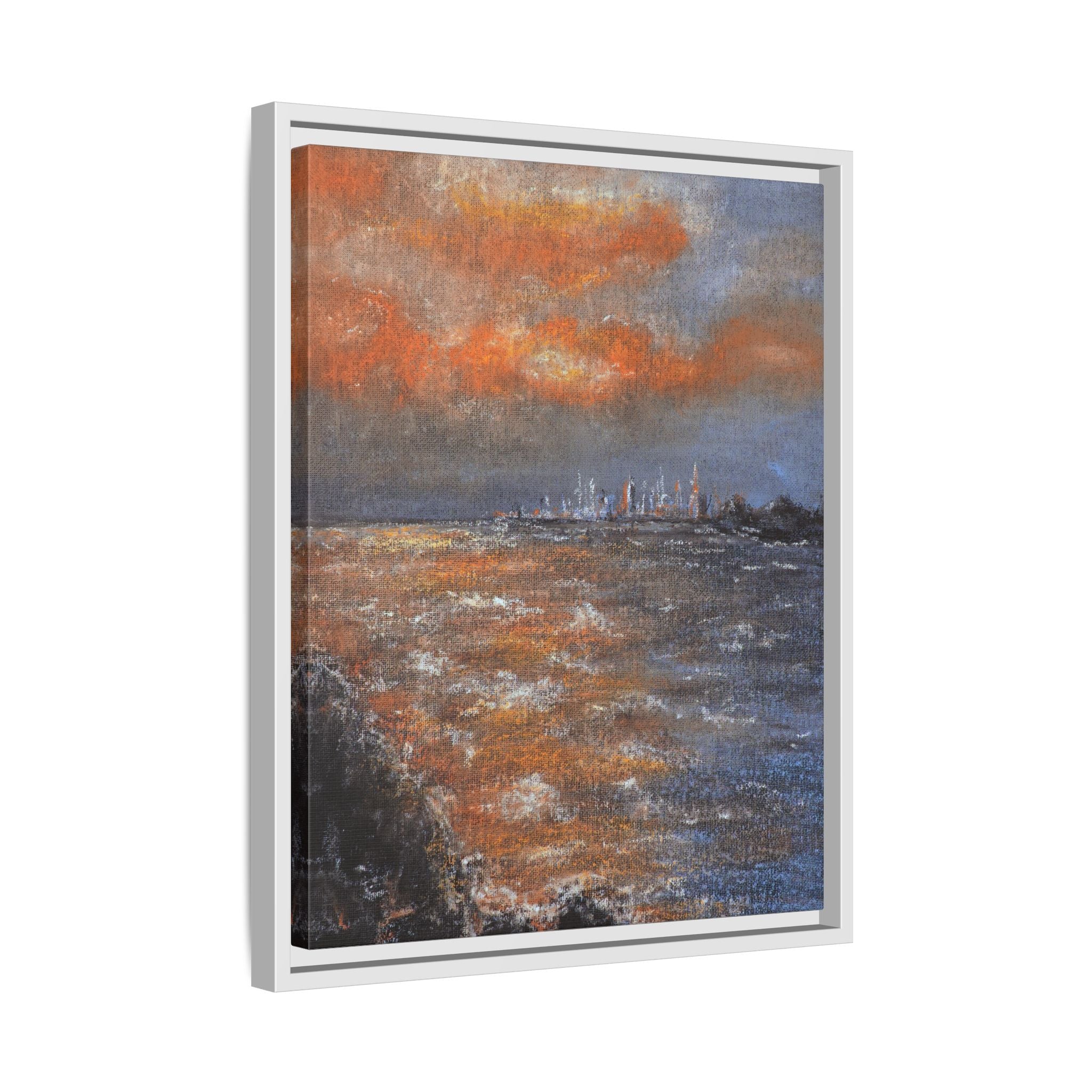 Framed Matte Canvas Print — Coastal Sunset Seascape