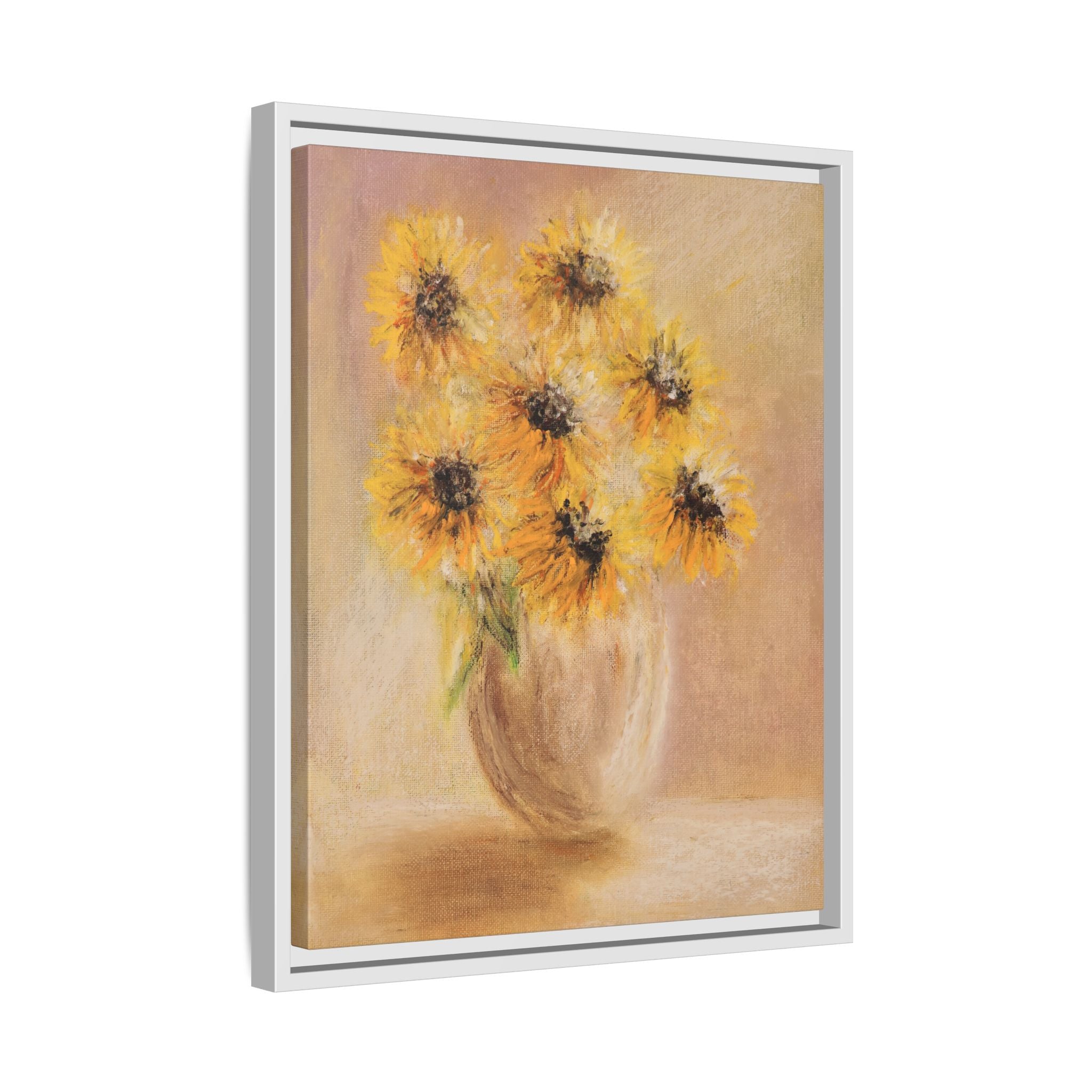 Framed Sunflower Vase — Matte Canvas Wall Art