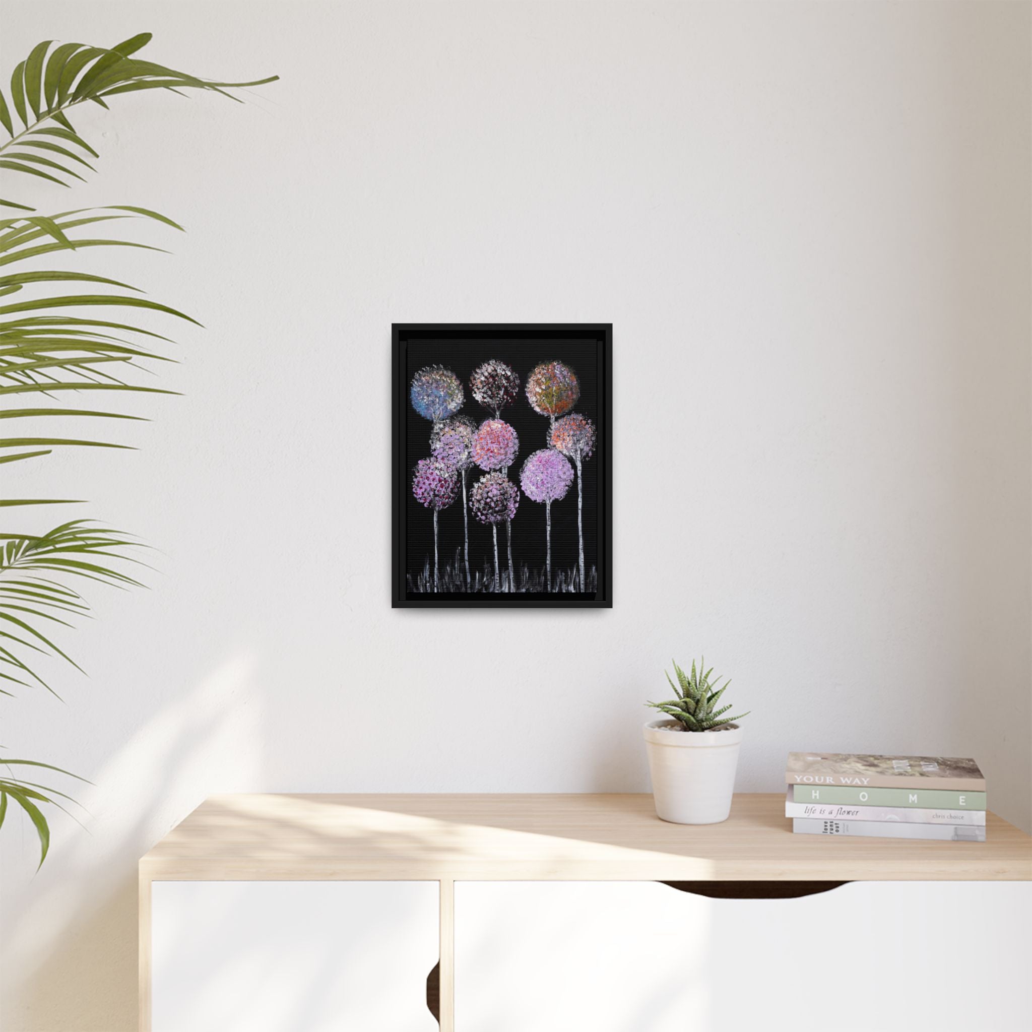 Framed Matte Canvas-Pastel Floral Art