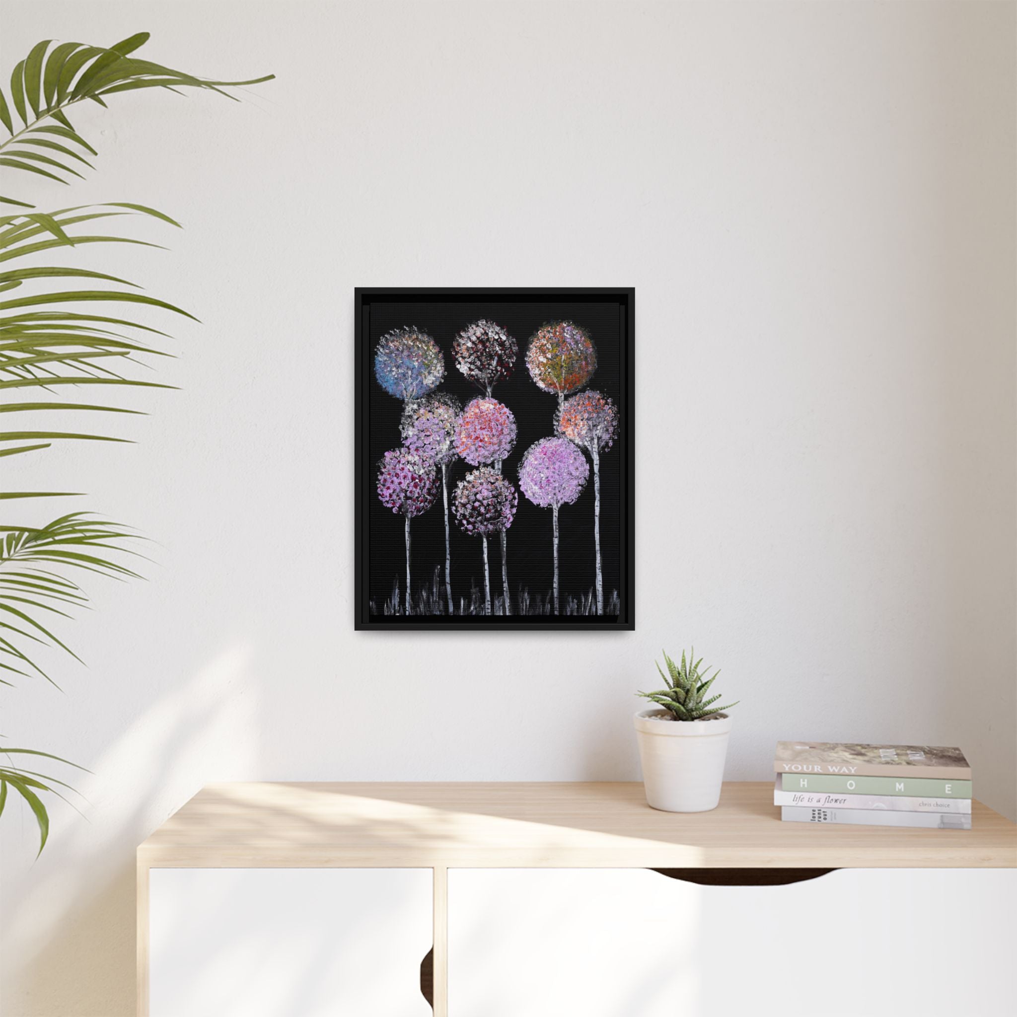 Framed Matte Canvas-Pastel Floral Art