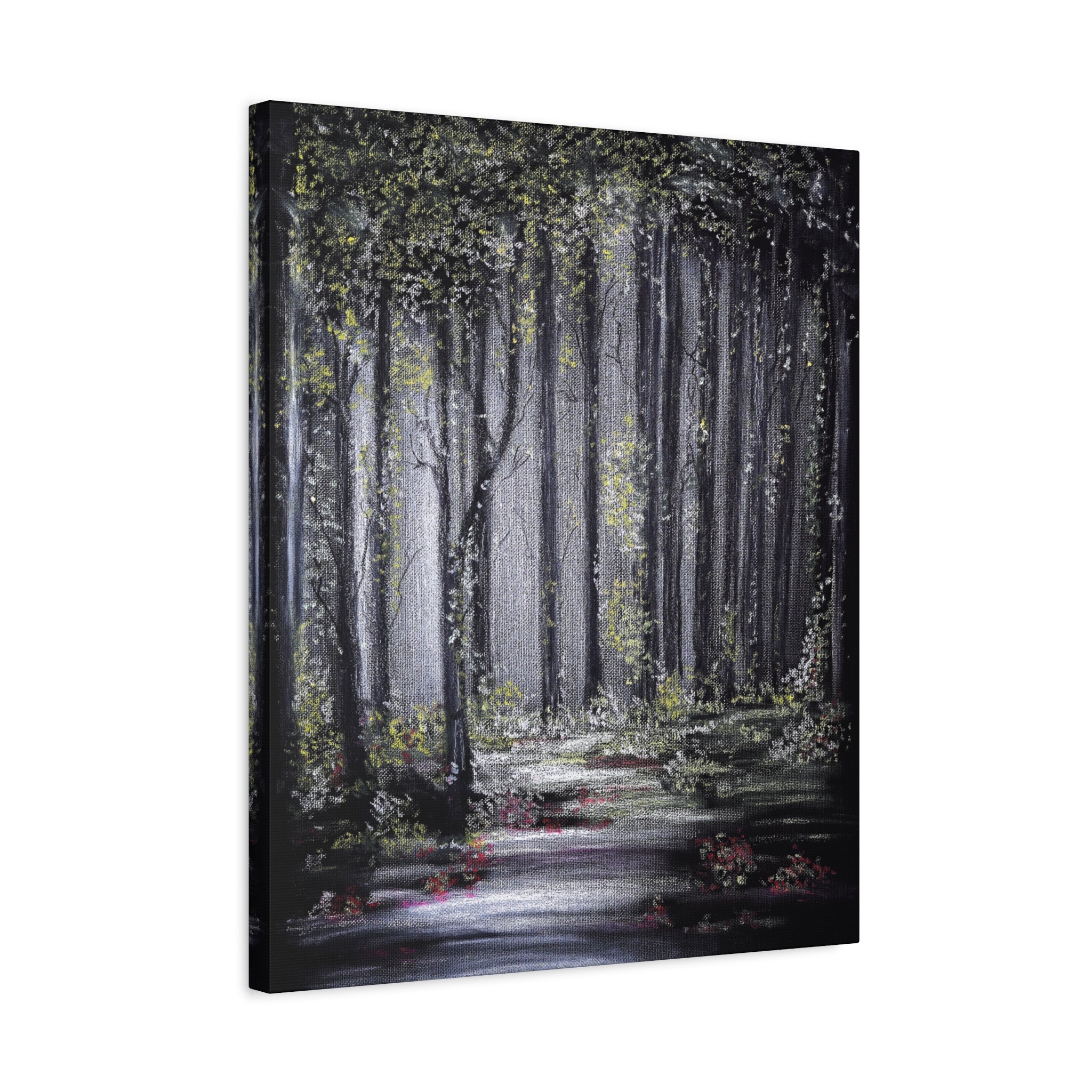 Forest Path Matte Canvas Wall Art — Moody Woodland Landscape, Stretched 1.25"