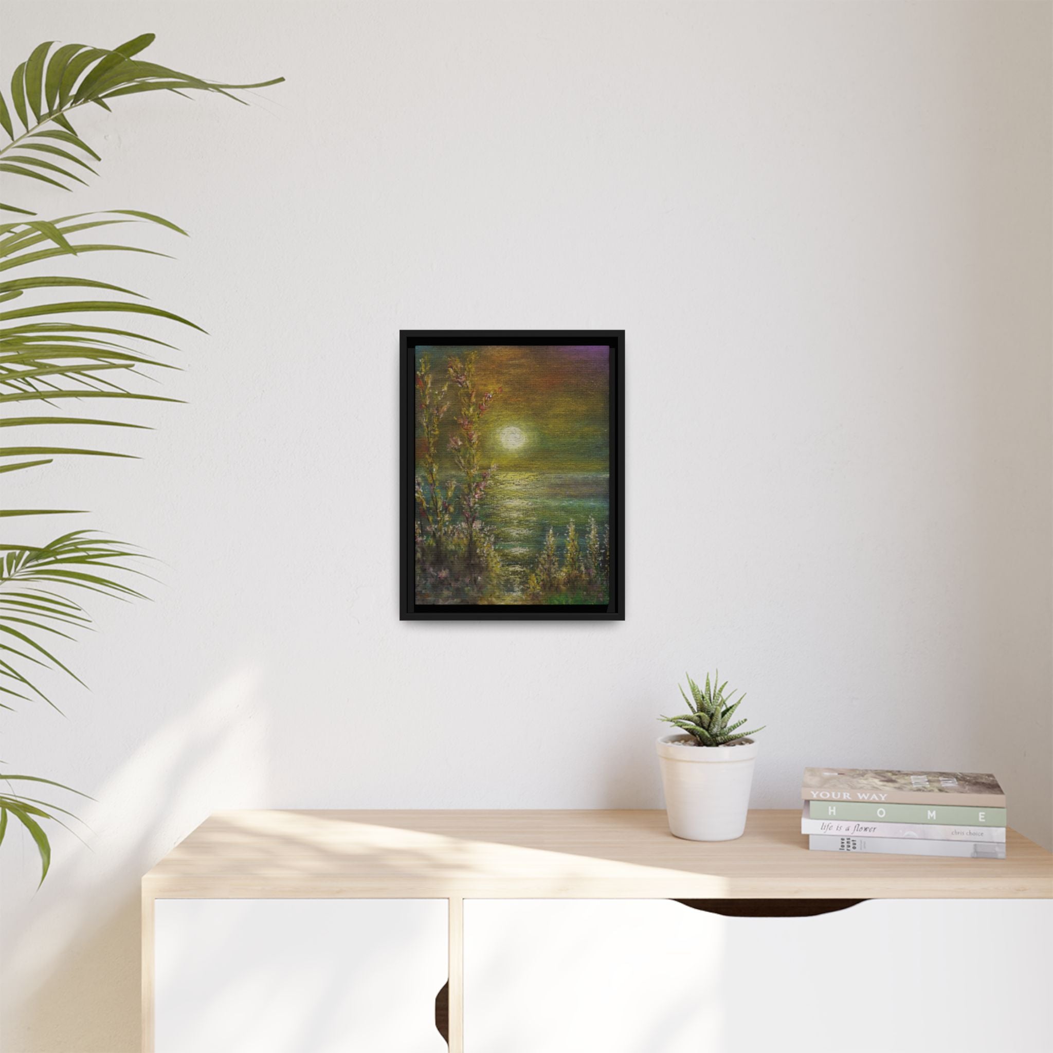 Framed Matte Canvas Print — Tranquil Moonlit Seascape