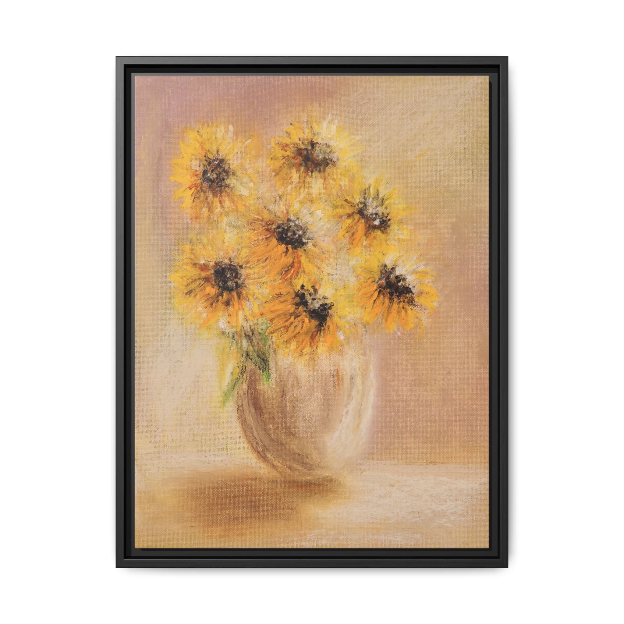 Framed Sunflower Vase — Matte Canvas Wall Art