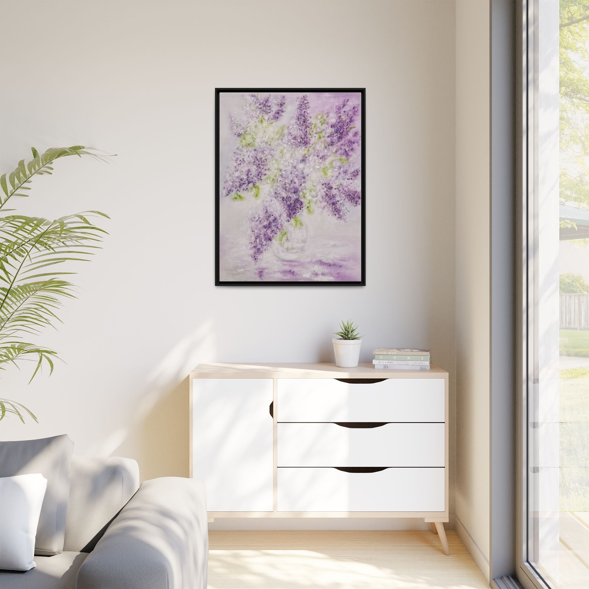 Framed Lilac Canvas Print — Matte Floral Wall Art