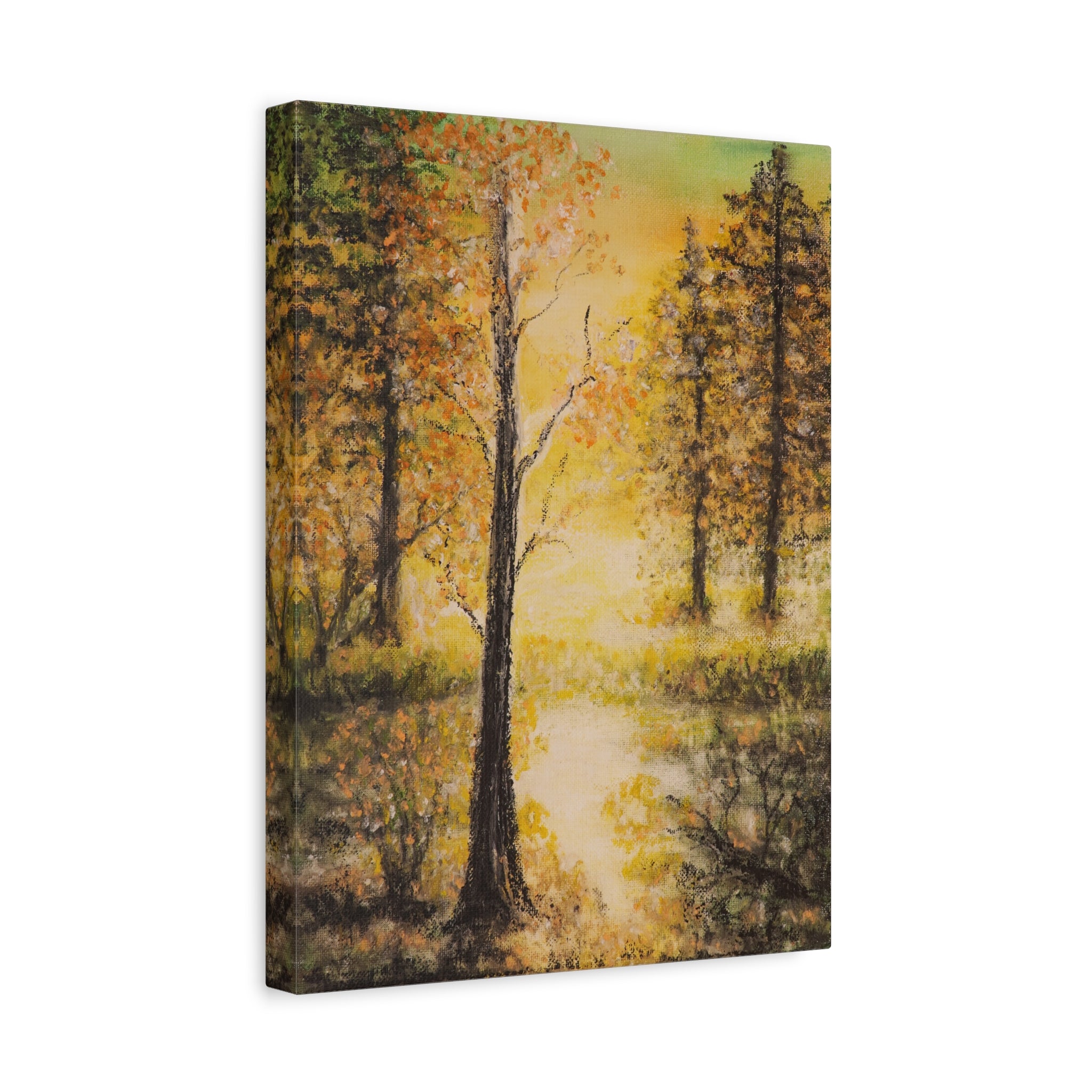 Autumn Forest Canvas Print — Golden Trees Stretched Matte Wall Art