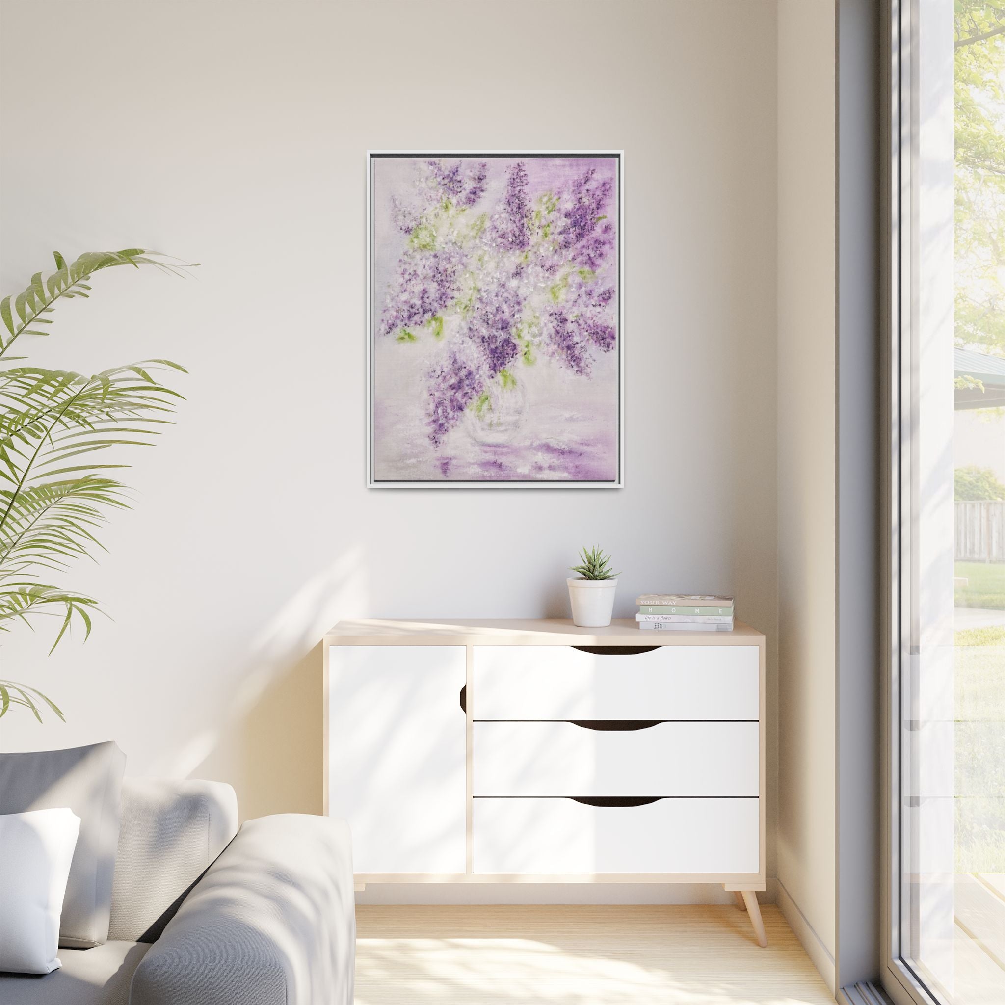 Framed Lilac Canvas Print — Matte Floral Wall Art