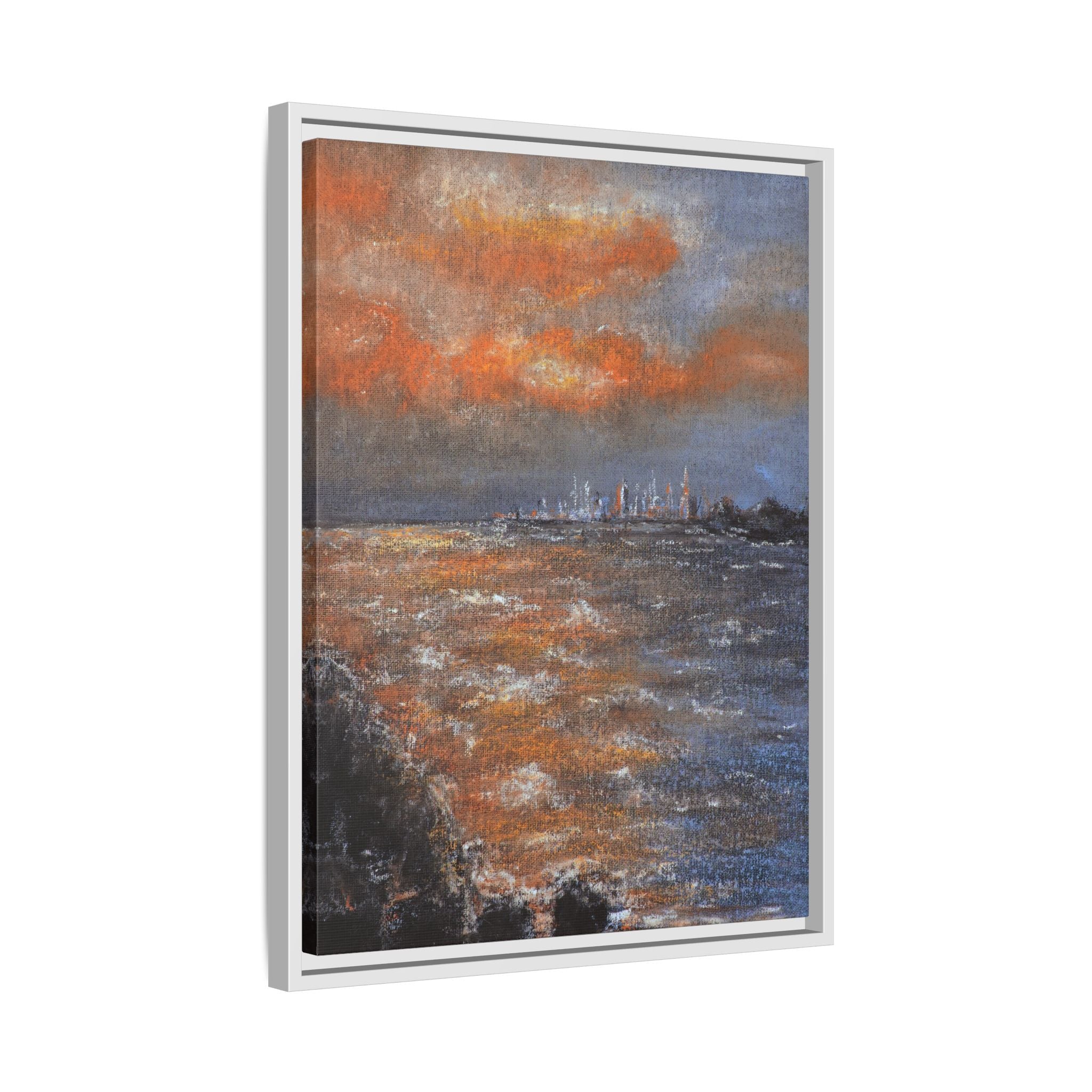 Framed Matte Canvas Print — Coastal Sunset Seascape