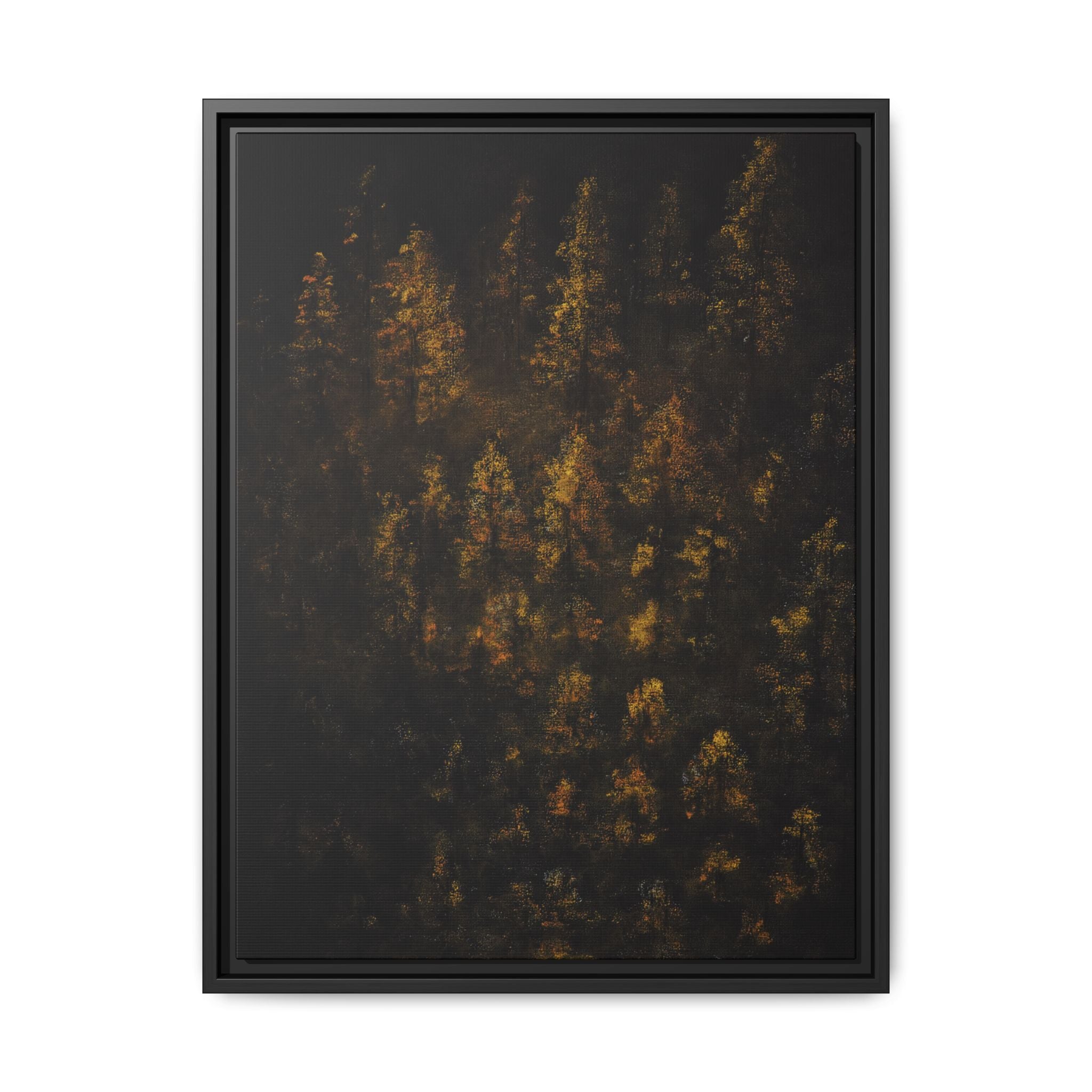 Framed Matte Canvas Forest Print — Golden Autumn Trees Wall Art