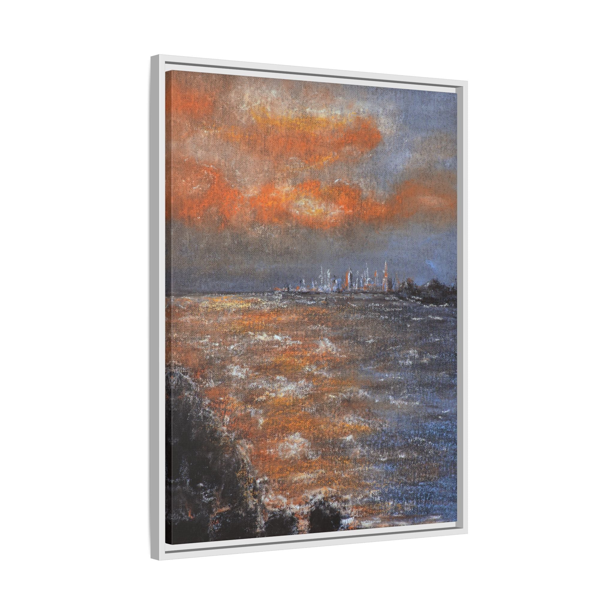 Framed Matte Canvas Print — Coastal Sunset Seascape