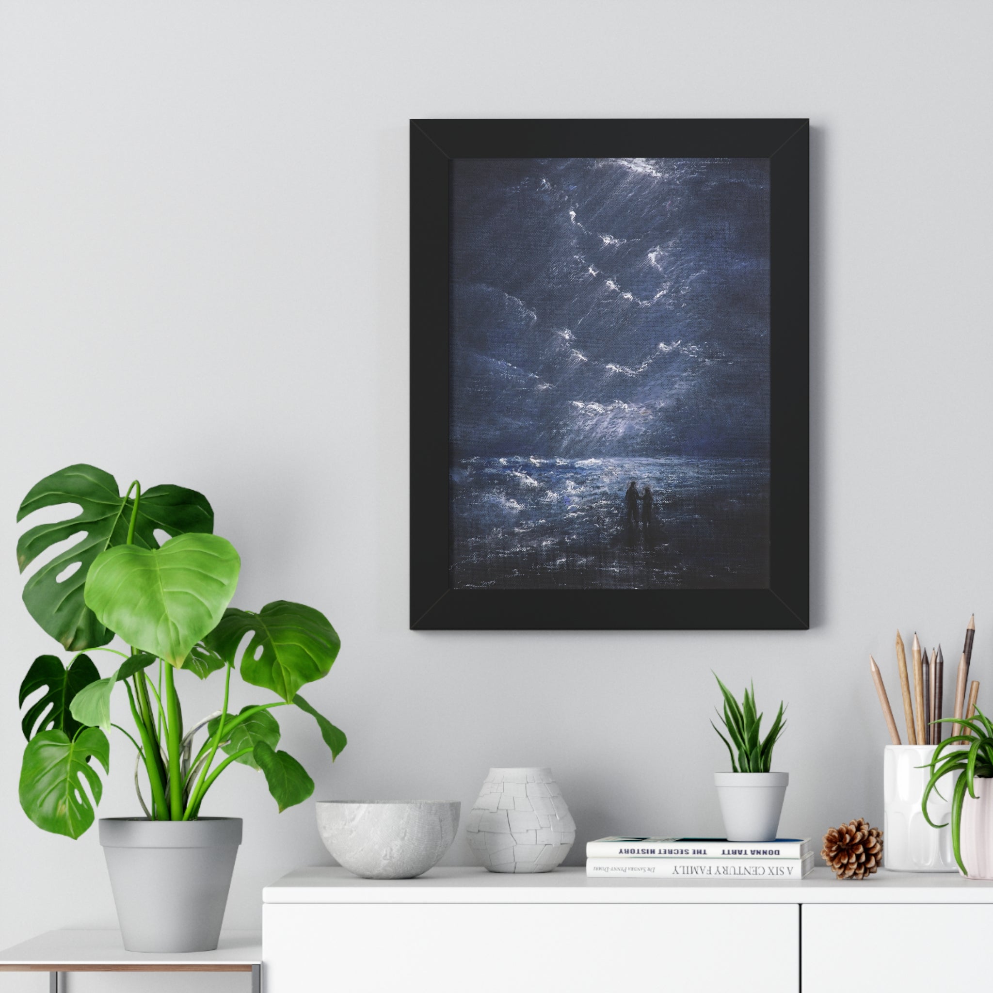 Framed Poster -Couple on Shore at Night