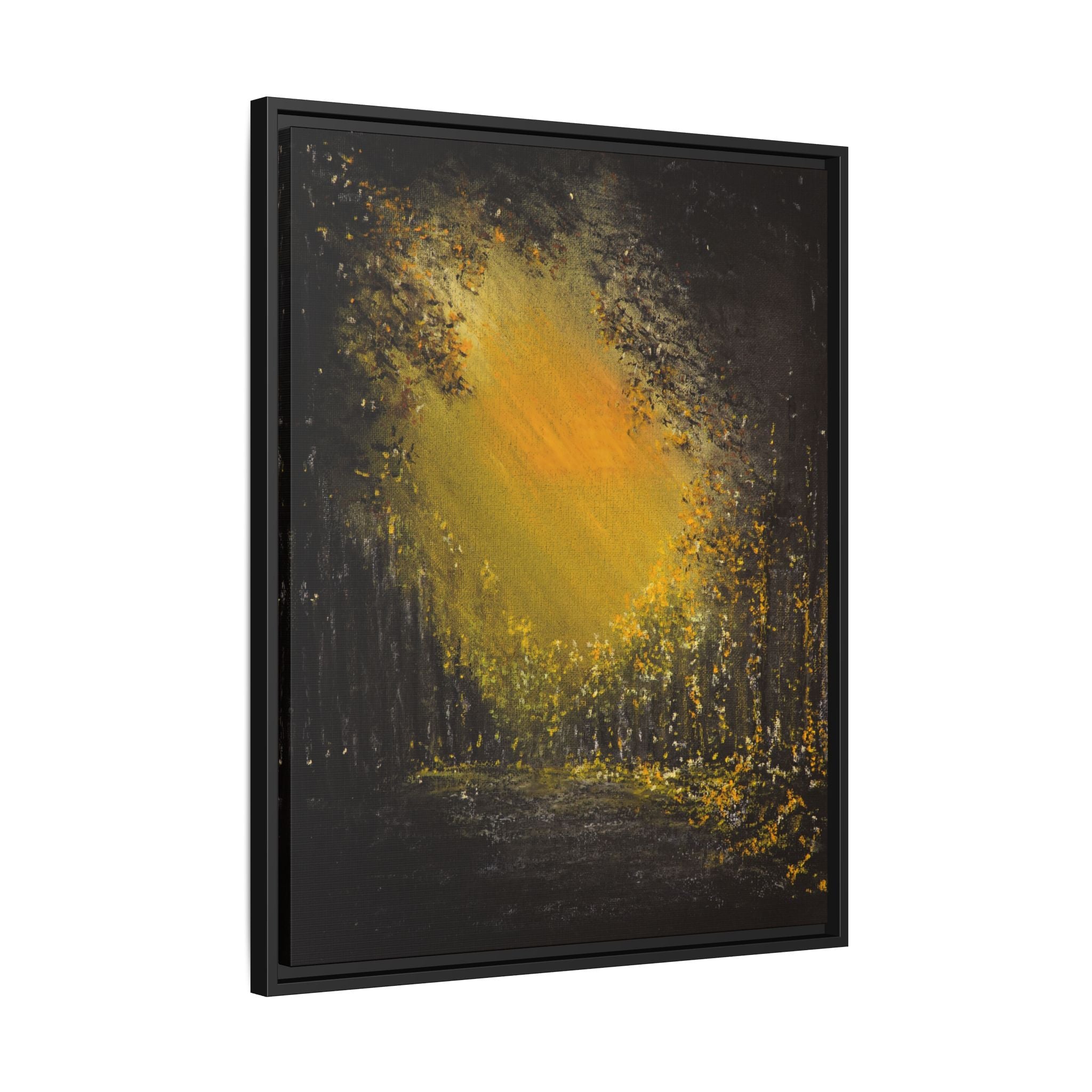 Framed Matte Canvas Wall Art — Golden Forest Glow
