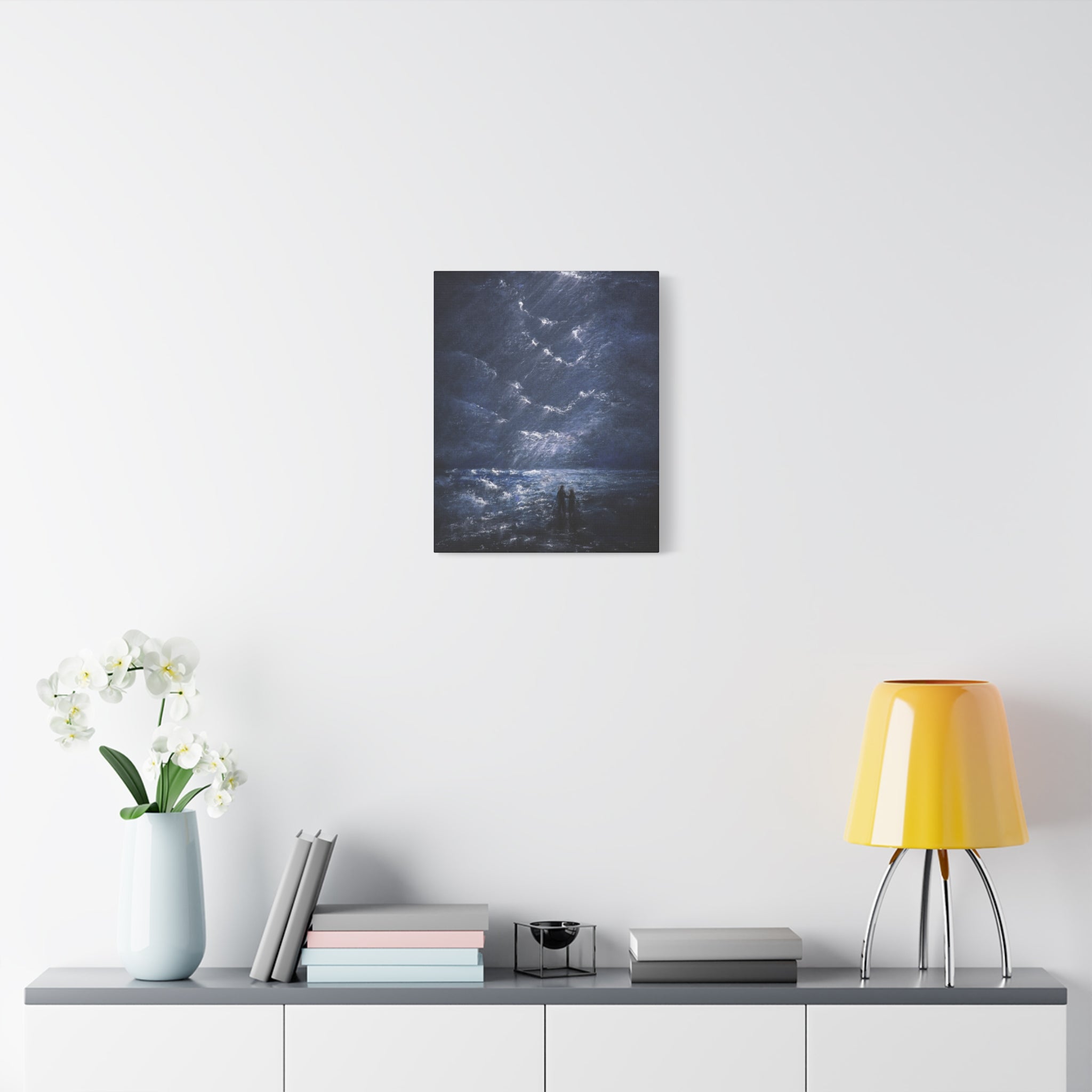 Couple on Shore at Night, Matte Stretched Wall Decor