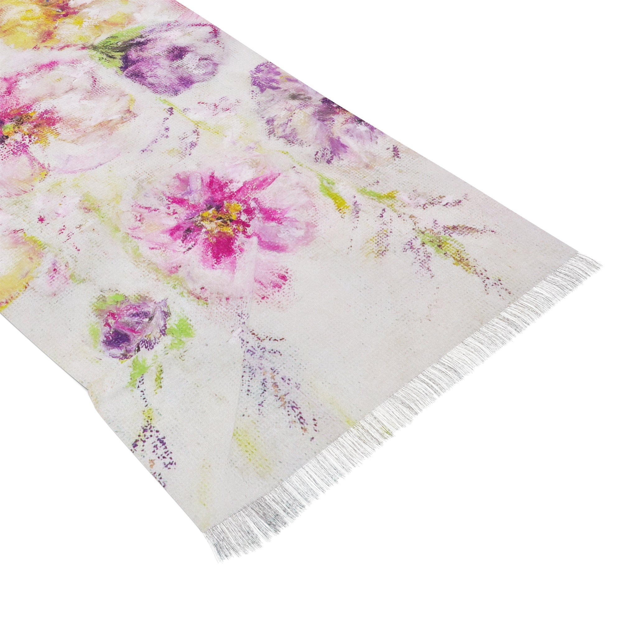 Floral Watercolor Light Scarf – Pastel Garden Spring Wrap