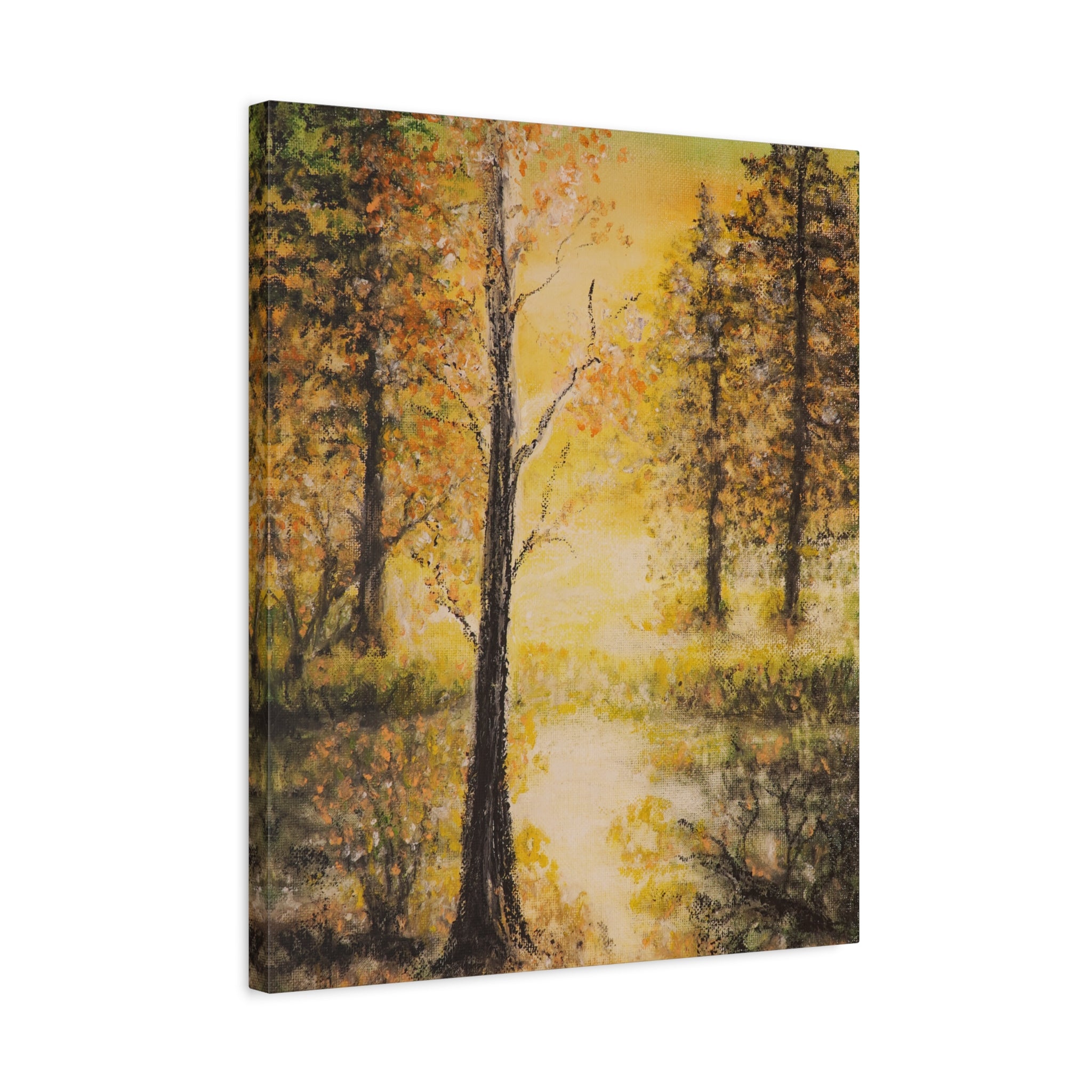 Autumn Forest Canvas Print — Golden Trees Stretched Matte Wall Art
