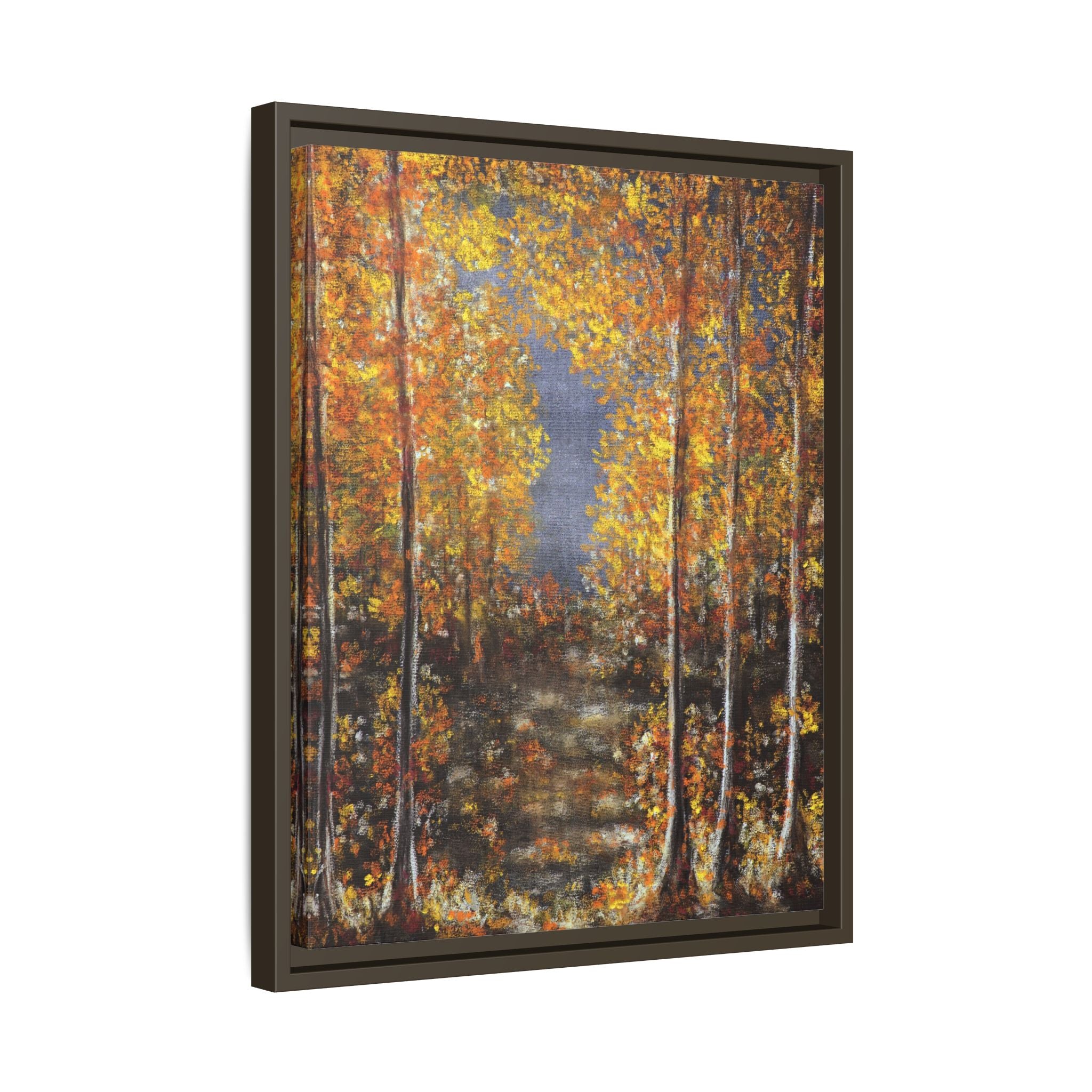 Framed Canvas Art - Autumn Forest Trees Landscape