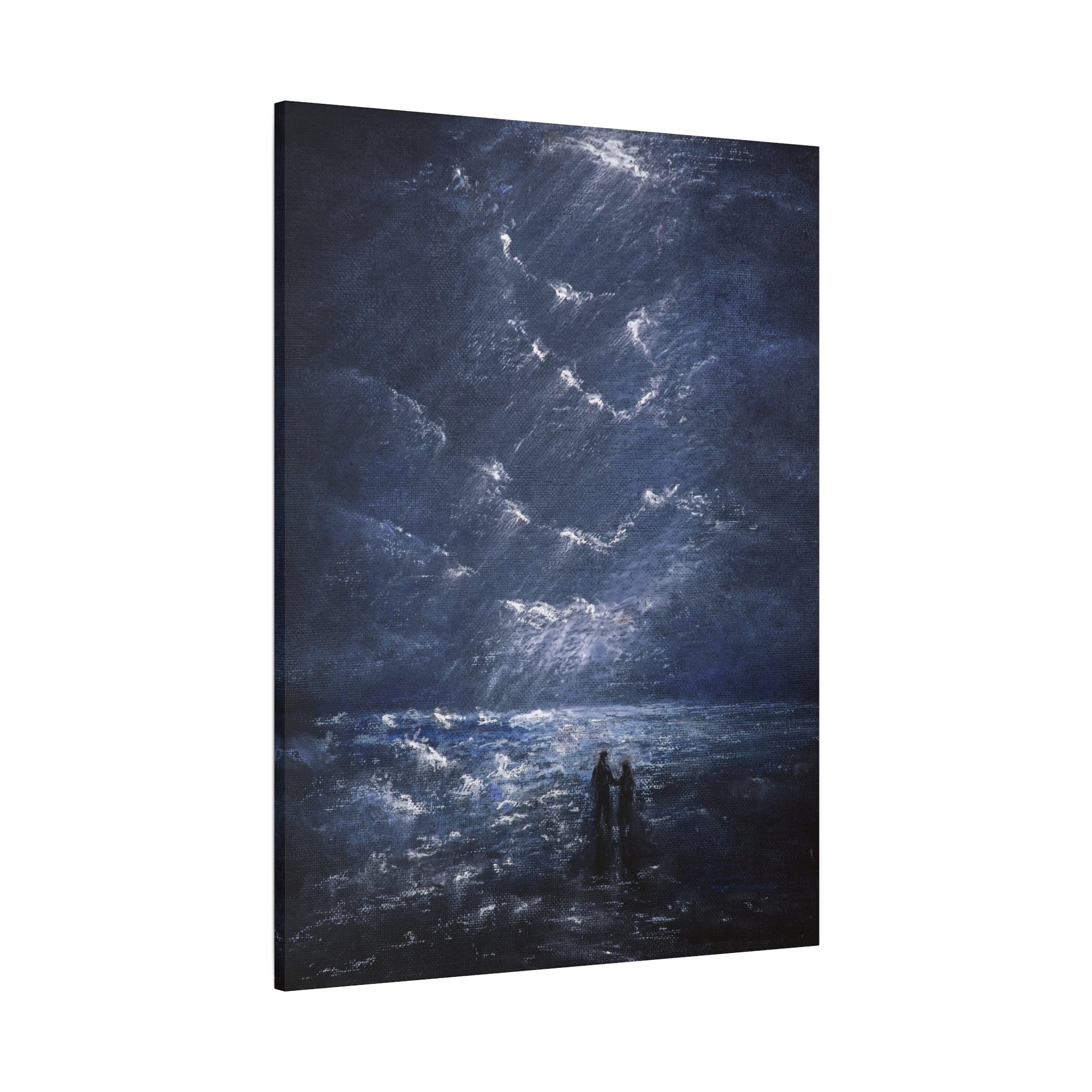 Couple on Shore at Night, Matte Stretched Wall Decor