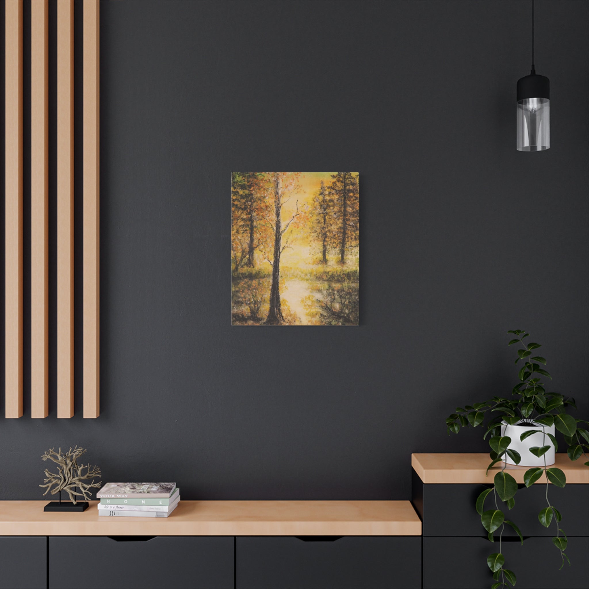 Autumn Forest Canvas Print — Golden Trees Stretched Matte Wall Art
