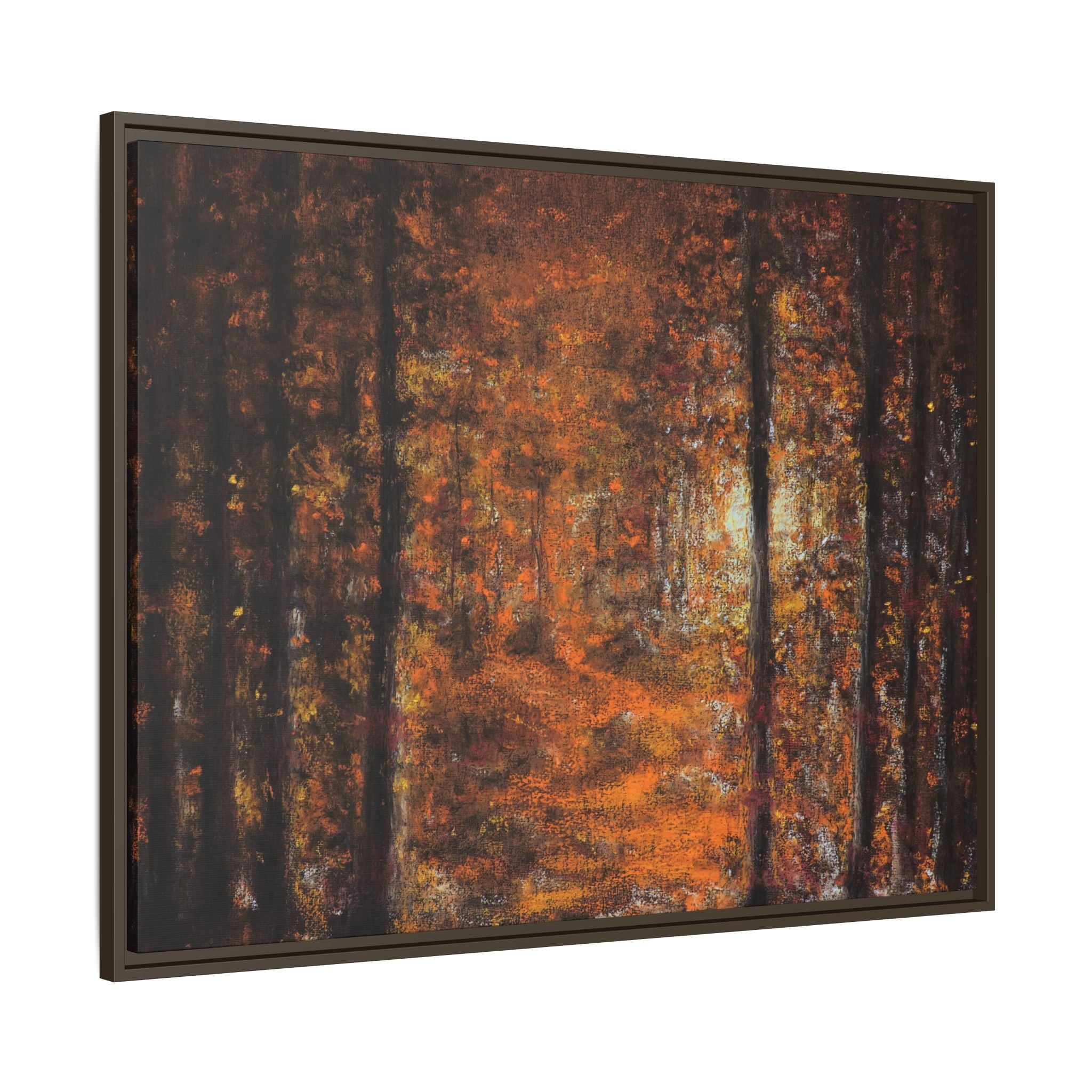 Autumn Forest Path Matte Canvas Framed Wall Art