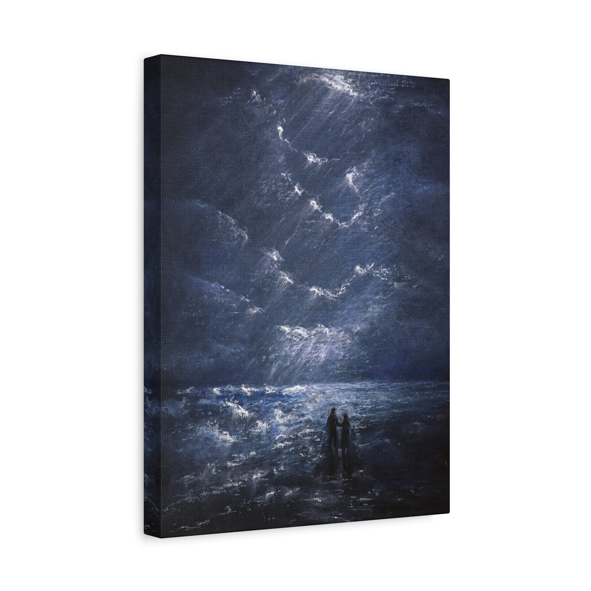 Couple on Shore at Night, Matte Stretched Wall Decor