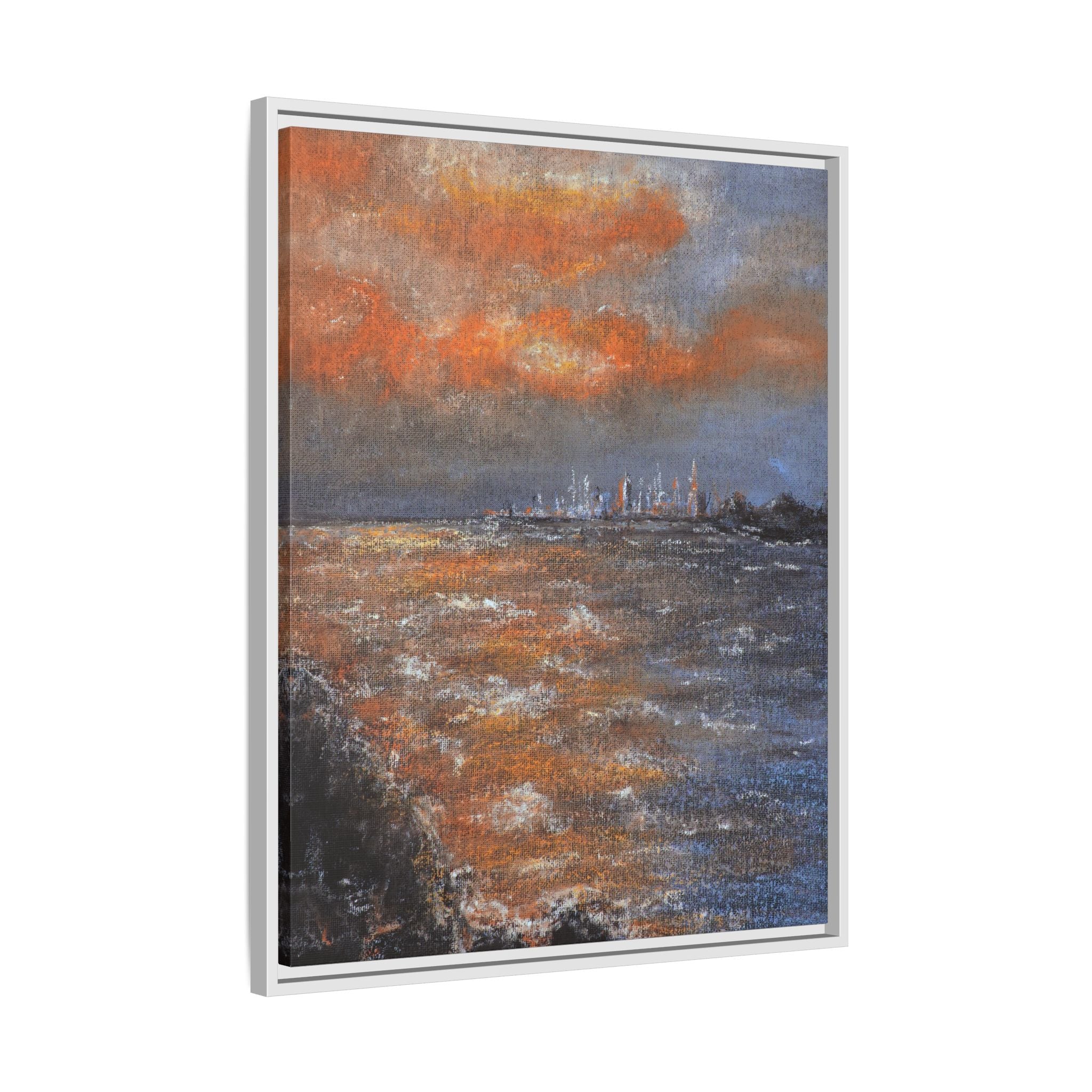 Framed Matte Canvas Print — Coastal Sunset Seascape