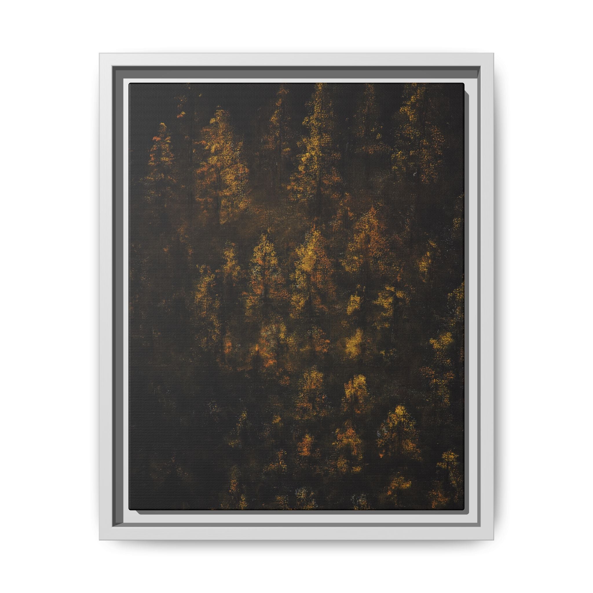 Framed Matte Canvas Forest Print — Golden Autumn Trees Wall Art